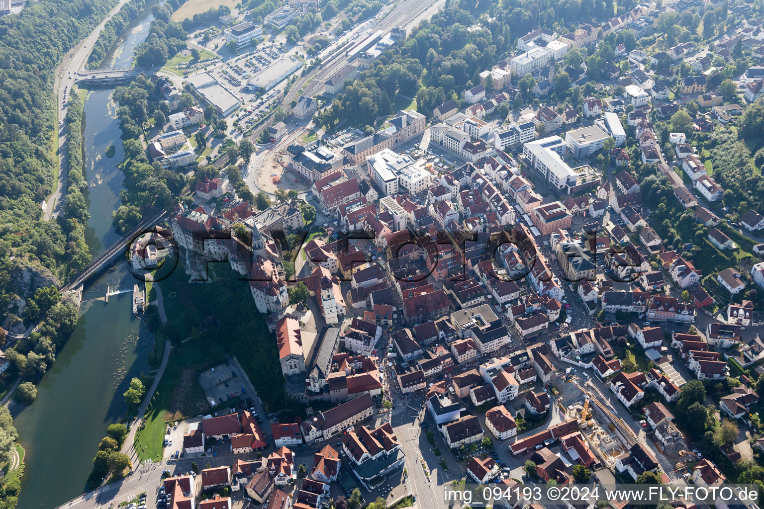 Bird's eye view of Sigmaringen in the state Baden-Wuerttemberg, Germany