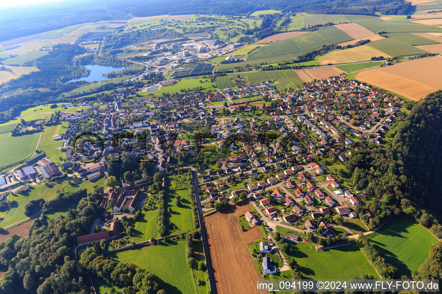 View from the north in Inzigkofen in the state Baden-Wuerttemberg, Germany