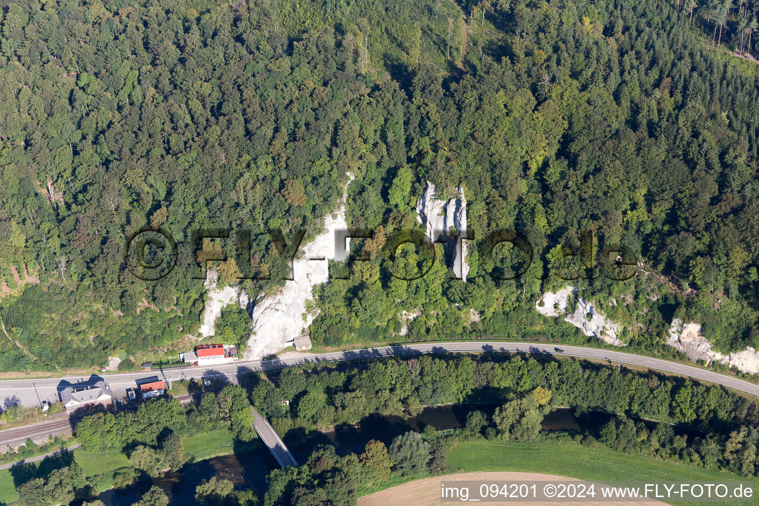 Oblique view of Inzigkofen in the state Baden-Wuerttemberg, Germany