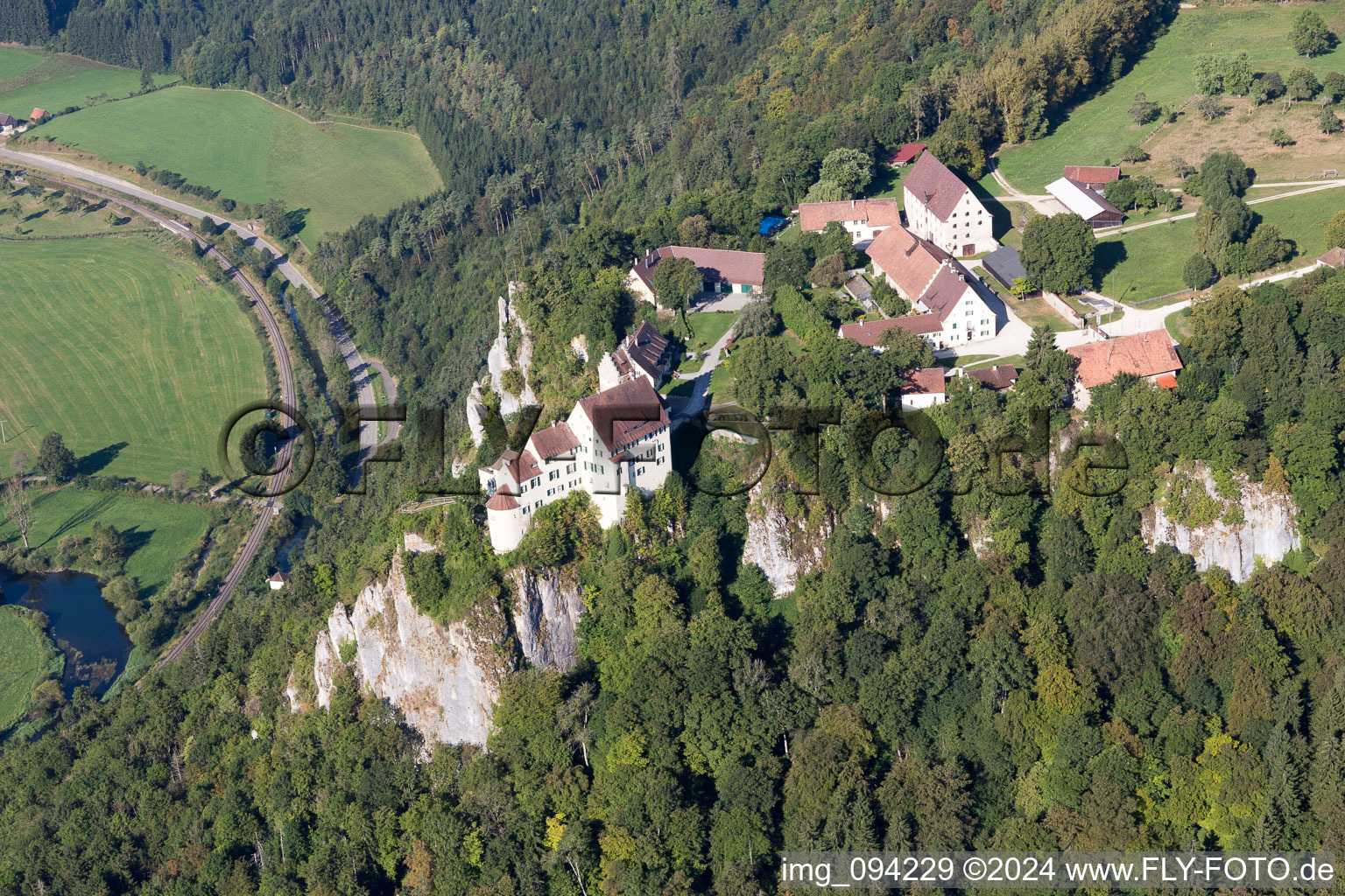 Oblique view of Beuron in the state Baden-Wuerttemberg, Germany