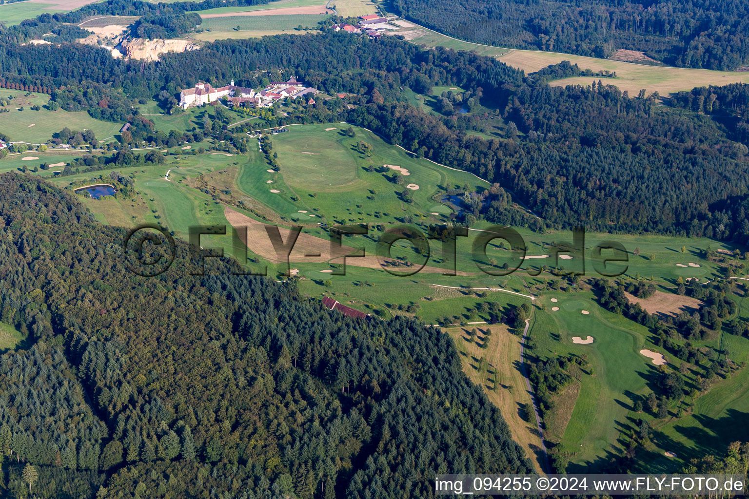 Aerial photograpy of Schloss Langenstein, Golf Course The Country Club in Orsingen-Nenzingen in the state Baden-Wuerttemberg, Germany