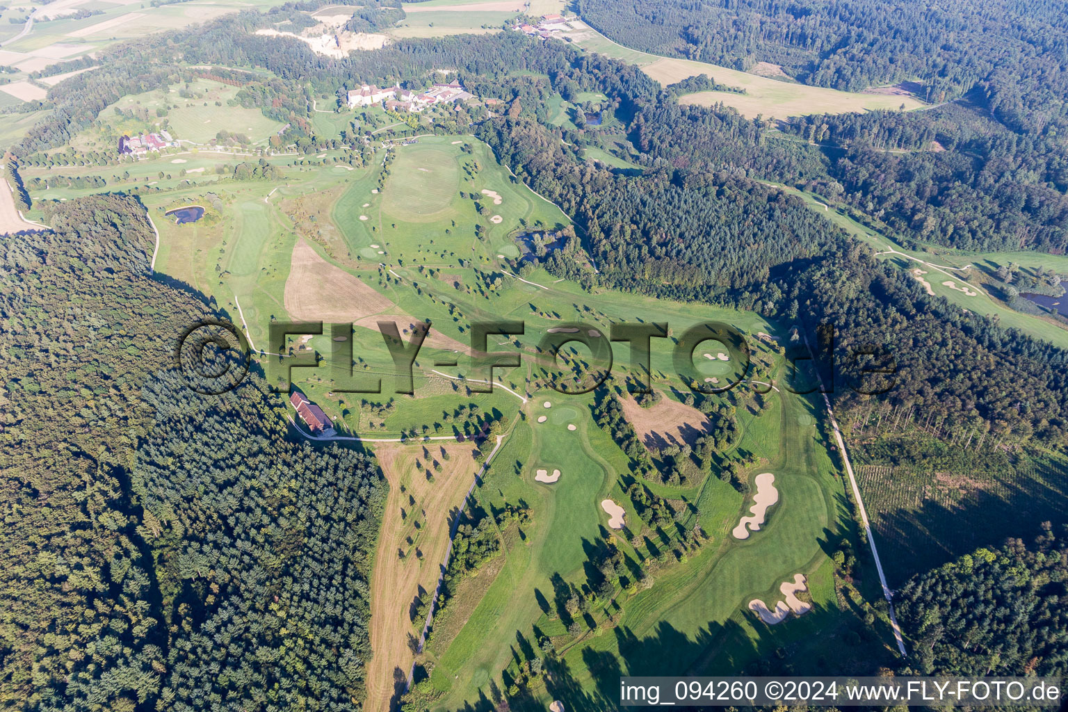 Aerial photograpy of Grounds of the Golf course at Schloss Langenstein - Der Country Club in the district Orsingen in Orsingen-Nenzingen in the state Baden-Wurttemberg, Germany