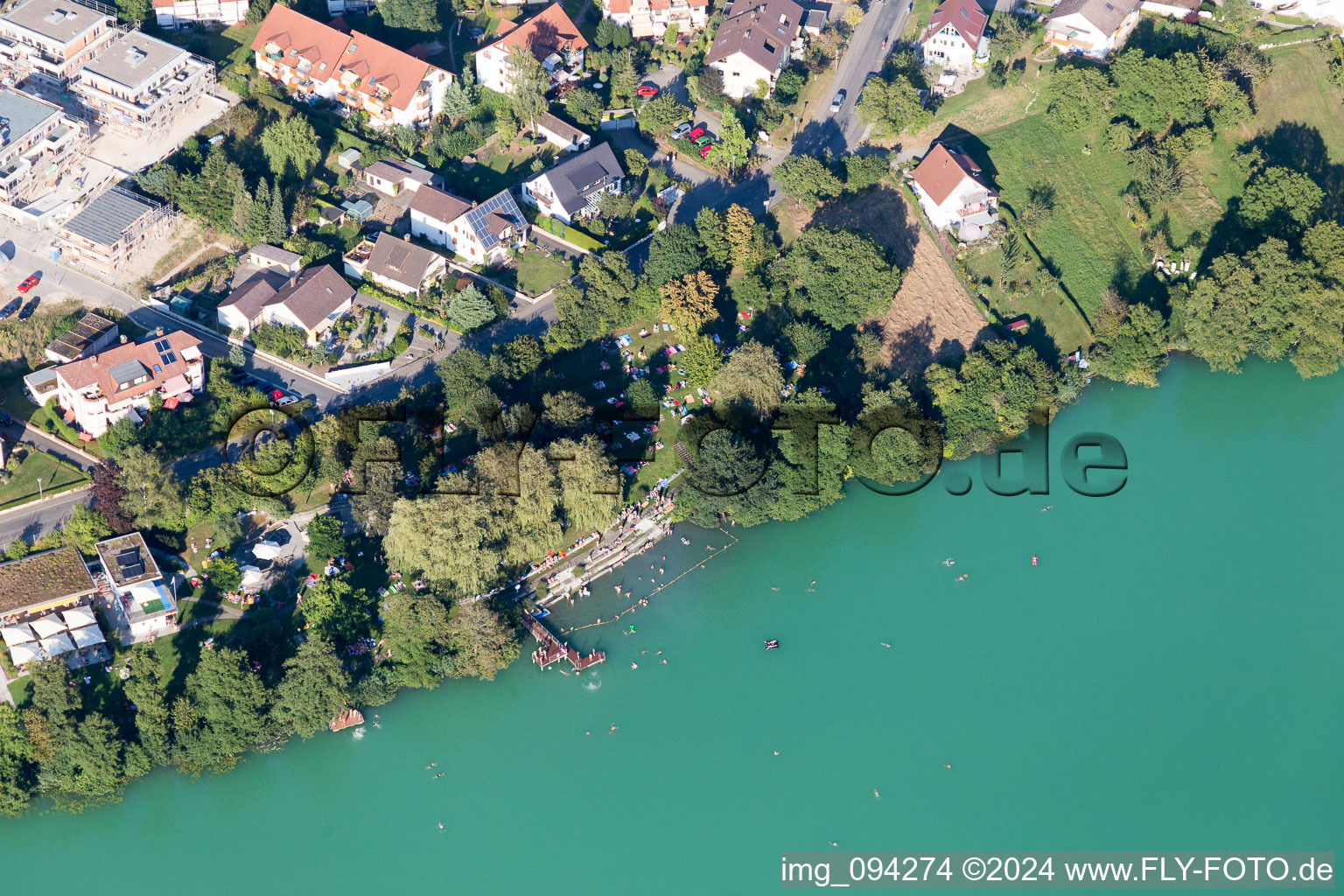 Swimmers at the Lake of Steisslingen in Steisslingen in the state Baden-Wurttemberg