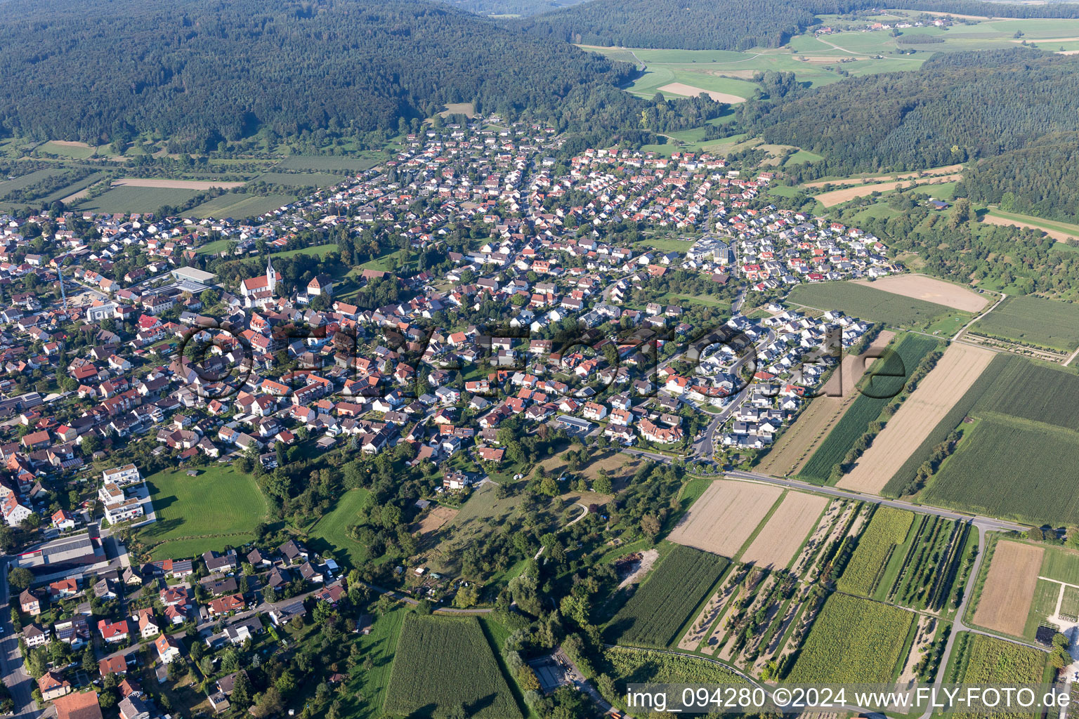 Steißlingen in the state Baden-Wuerttemberg, Germany from above