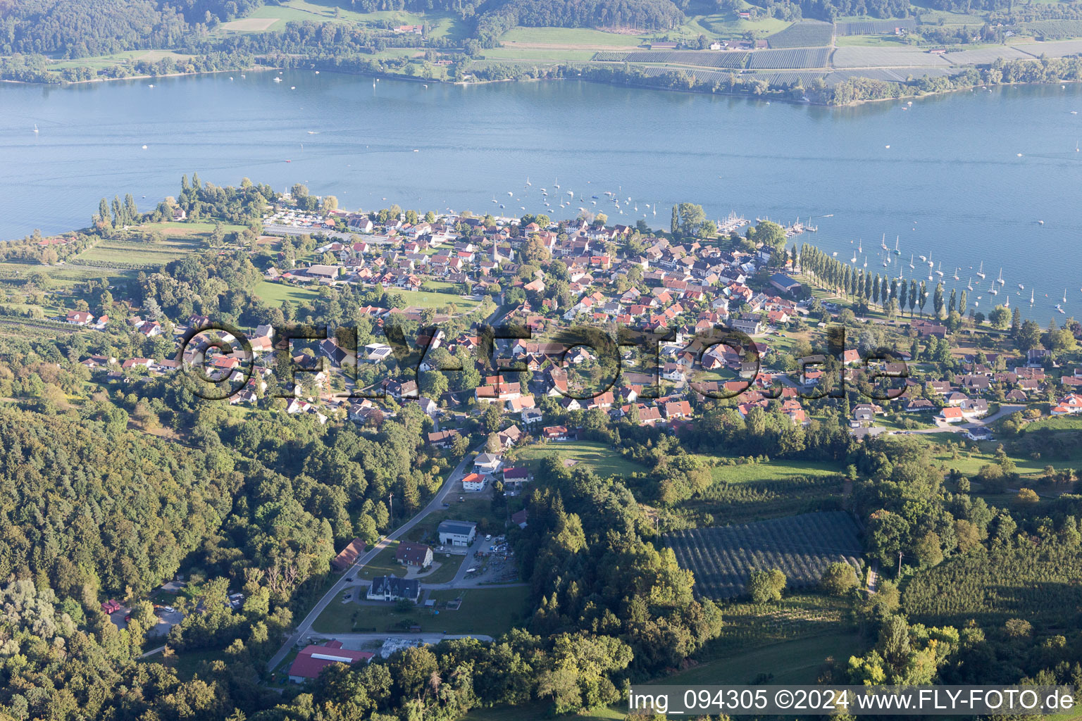 From the north in the district Wangen in Öhningen in the state Baden-Wuerttemberg, Germany