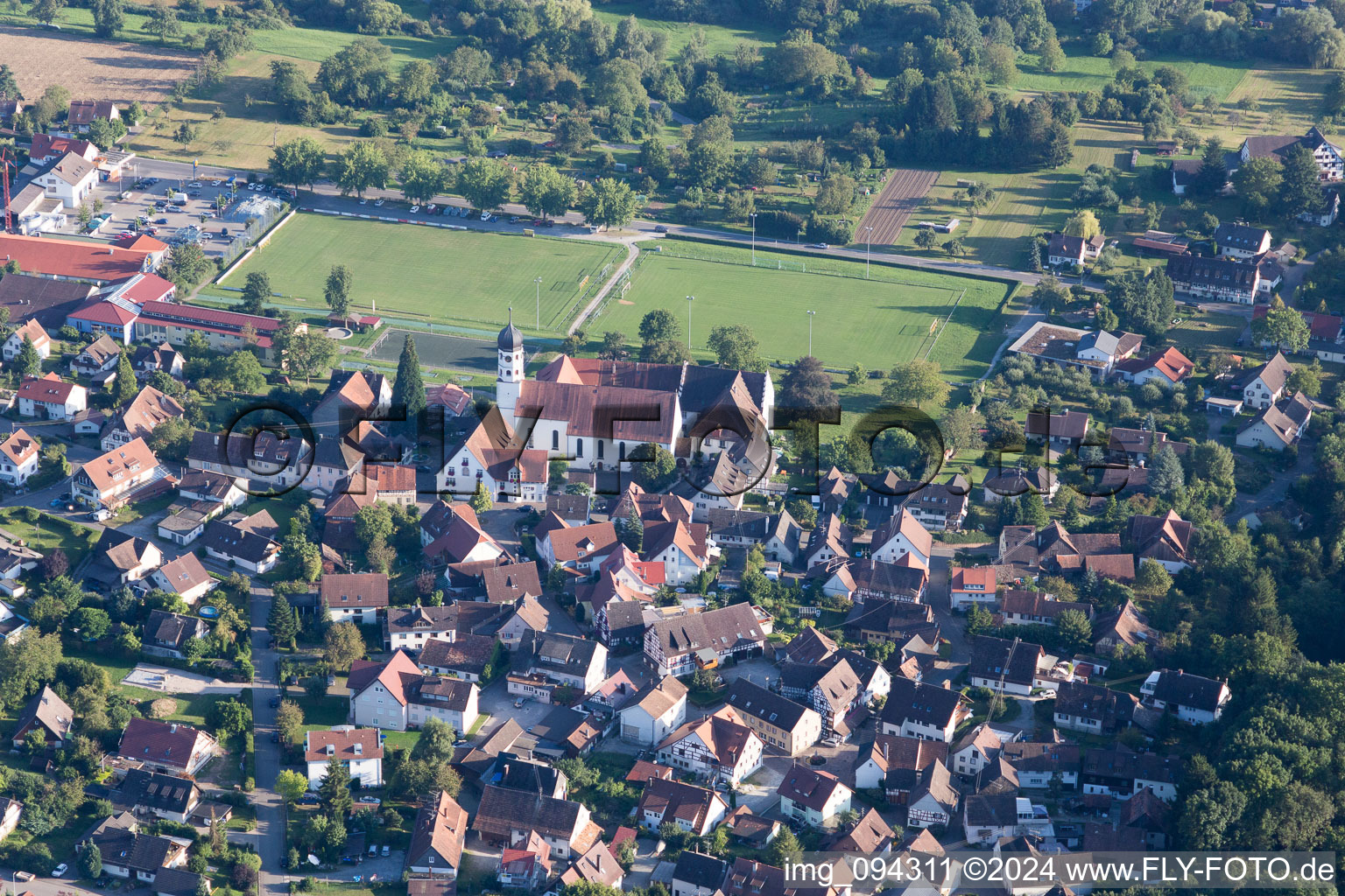 Aerial view of Öhningen in the state Baden-Wuerttemberg, Germany