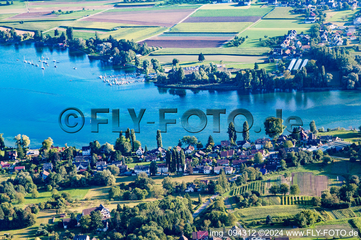 Aerial photograpy of Öhningen in the state Baden-Wuerttemberg, Germany