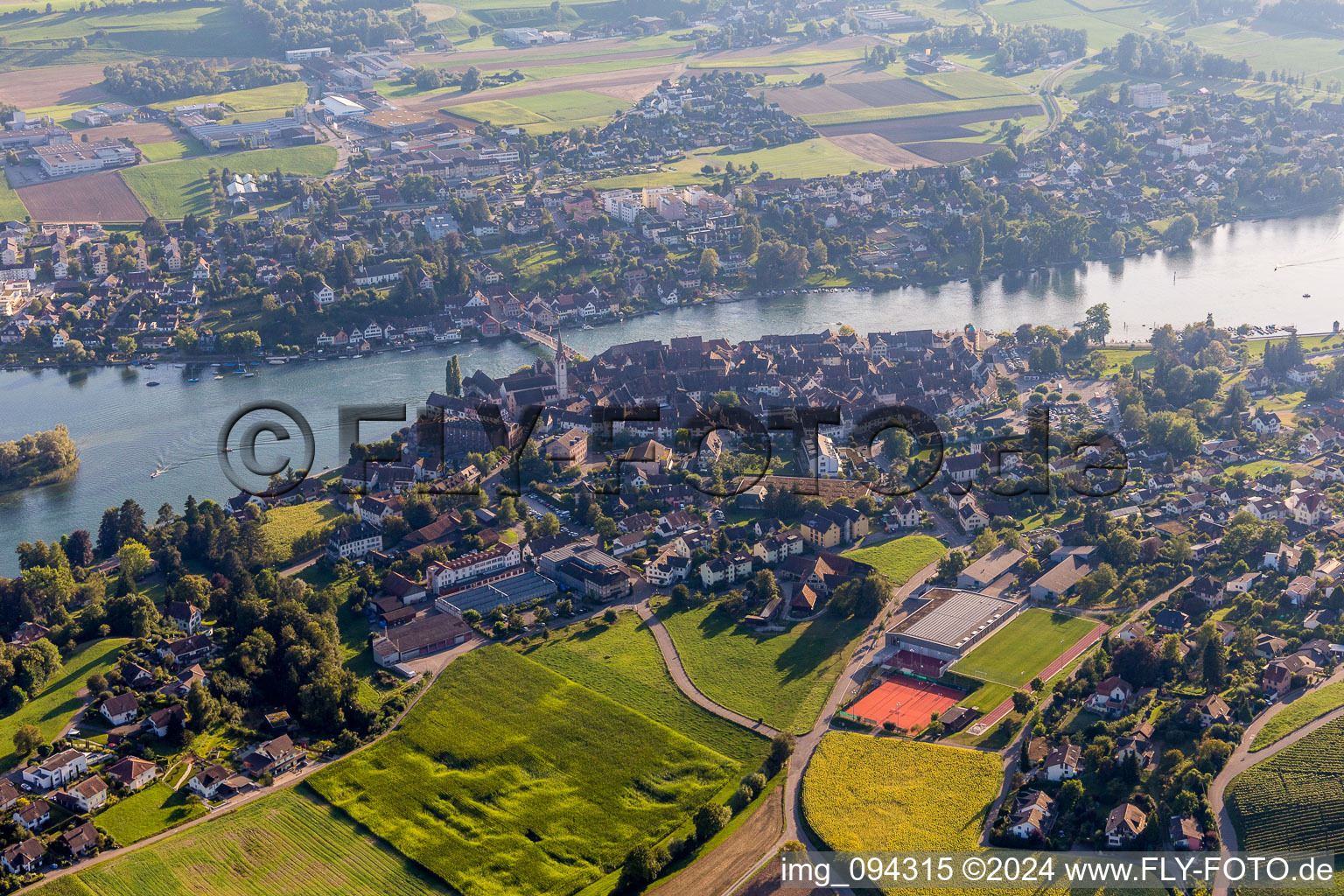 River - bridge construction across the Rhine in Stein am Rhein in the canton Schaffhausen, Switzerland