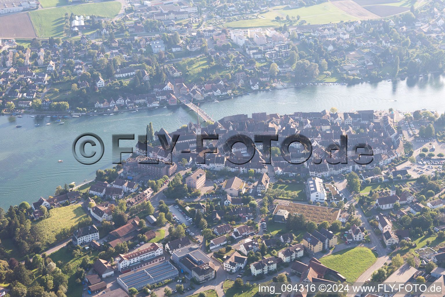 Aerial view of Stein am Rhein in the state Schaffhouse, Switzerland