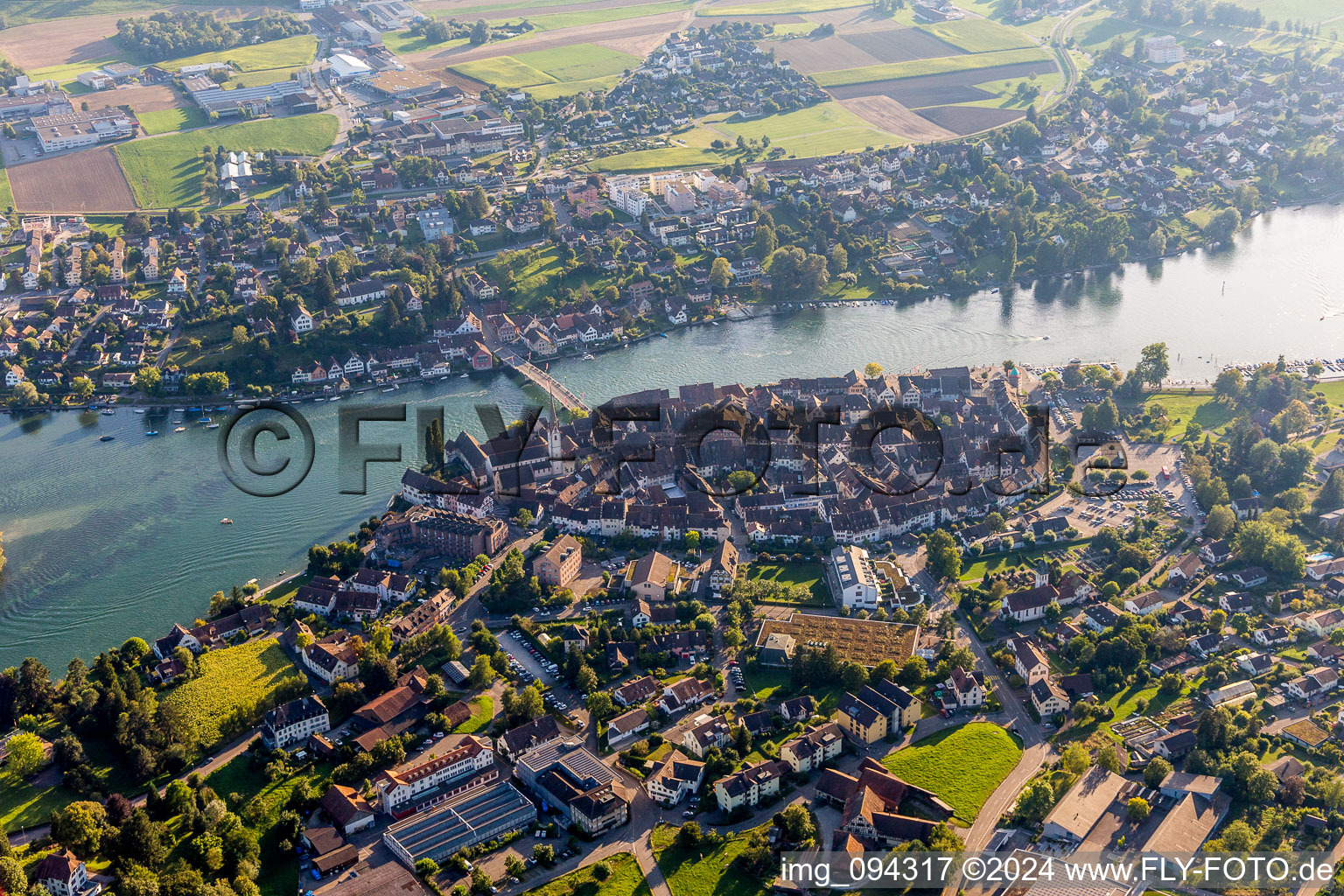 River - bridge construction across the Rhine in Stein am Rhein in the canton Schaffhausen, Switzerland