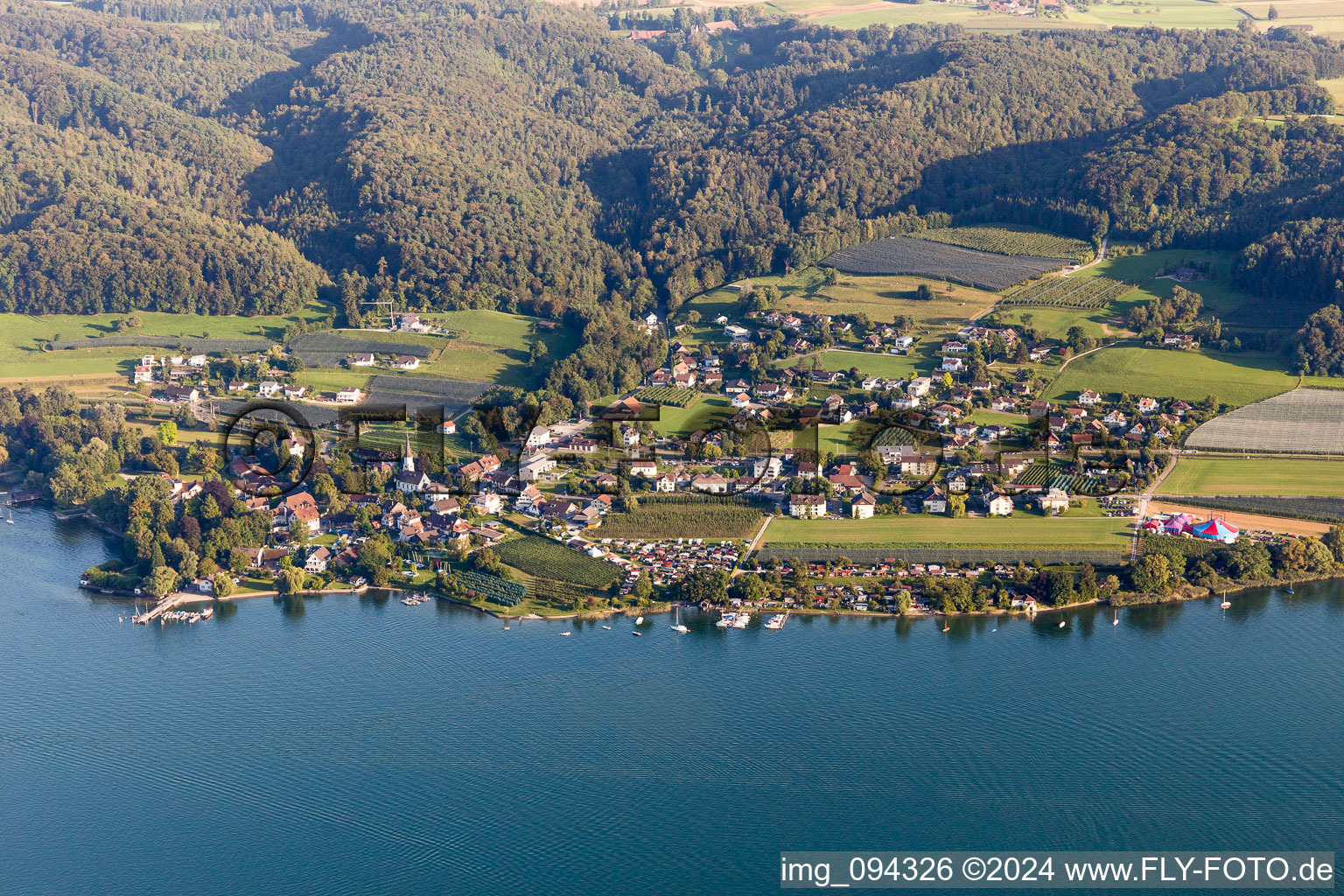 Village on the lake bank areas of Lake of Constance in Mammern in the canton Thurgau, Switzerland