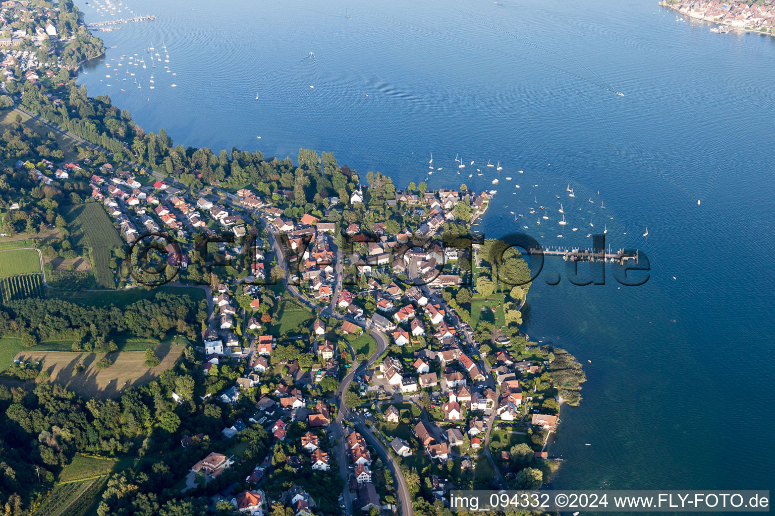 Village on the lake bank areas of Lake of Constance in the district Hemmenhofen in Gaienhofen in the state Baden-Wurttemberg, Germany