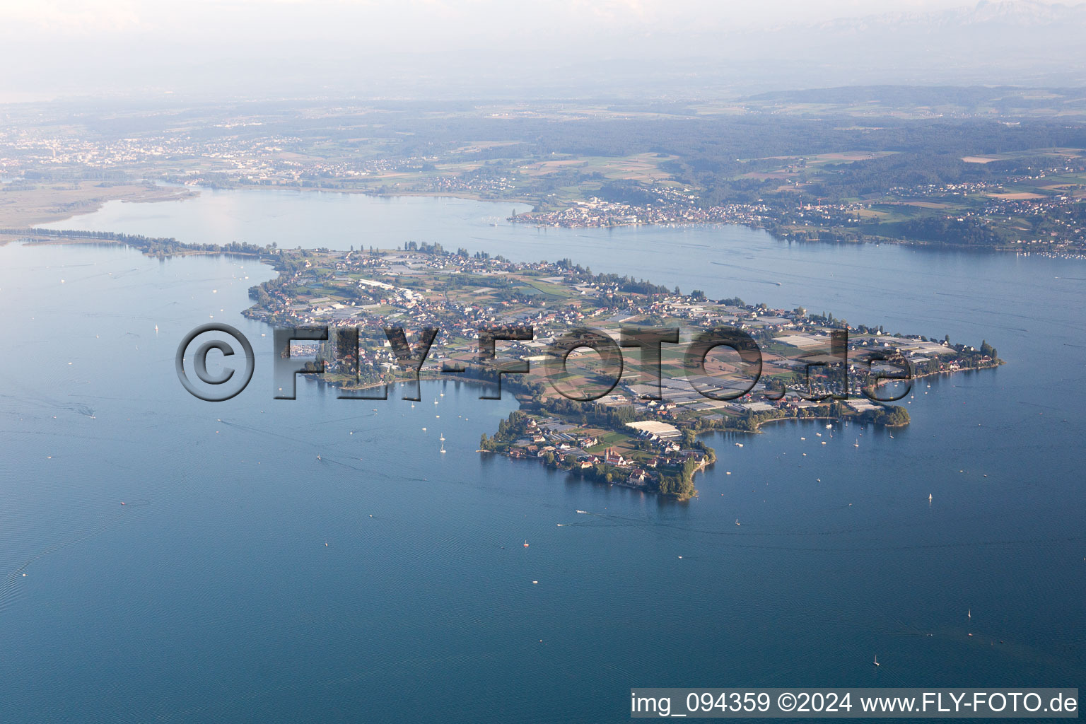 Aerial photograpy of Reichenau in the state Baden-Wuerttemberg, Germany