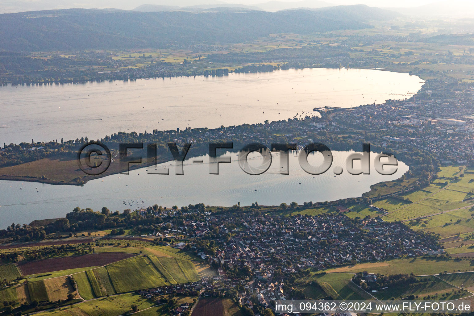 Aerial view of Radolfzell in Radolfzell am Bodensee in the state Baden-Wuerttemberg, Germany