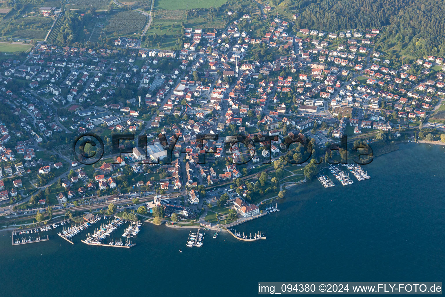 District Ludwigshafen in Bodman-Ludwigshafen in the state Baden-Wuerttemberg, Germany seen from above