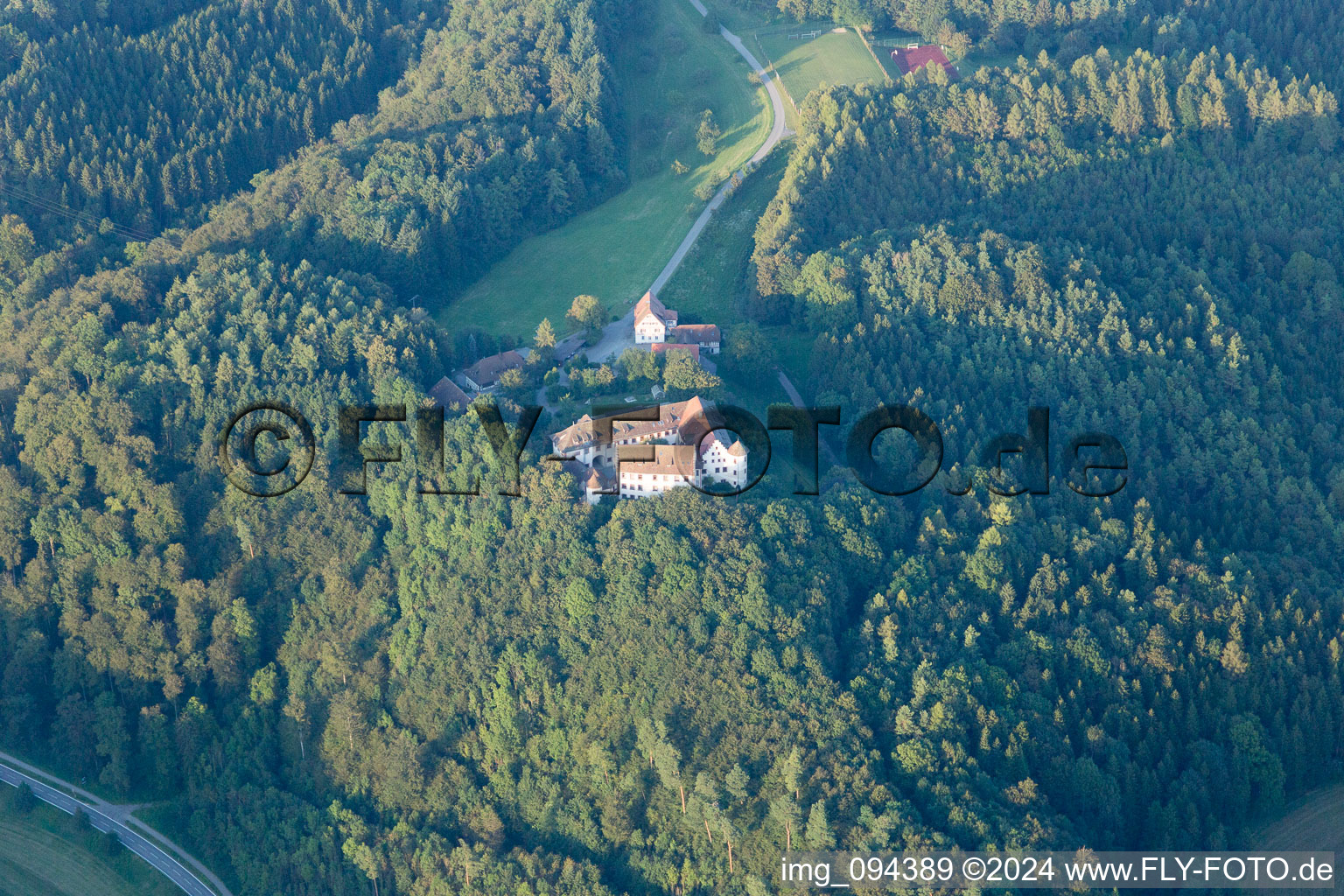 Aerial view of Salem Castle School Lower School (Castle Hohenfels) in the district Kalkofen in Hohenfels in the state Baden-Wuerttemberg, Germany