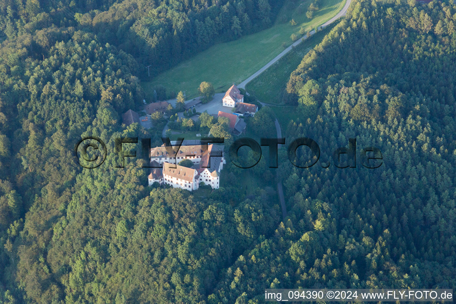 Oblique view of Castle Hohenfels in the district Kalkofen in Hohenfels in the state Baden-Wuerttemberg, Germany