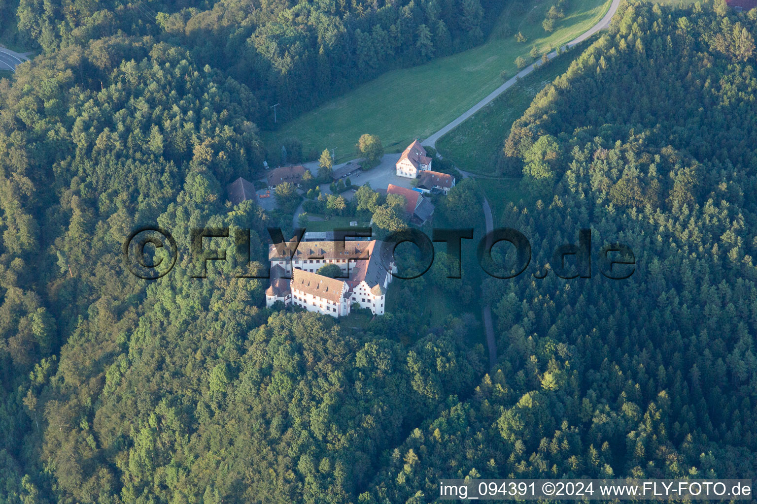 Castle Hohenfels in the district Kalkofen in Hohenfels in the state Baden-Wuerttemberg, Germany from above