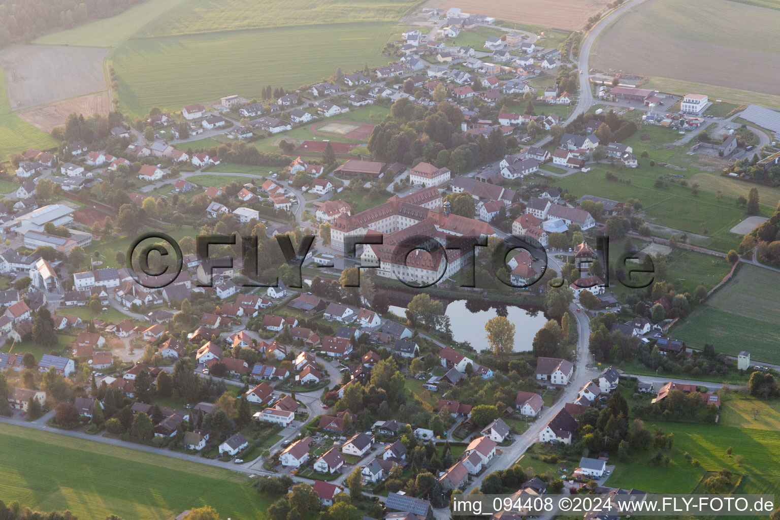 Aerial view of Monastery Wald in Wald in the state Baden-Wuerttemberg, Germany