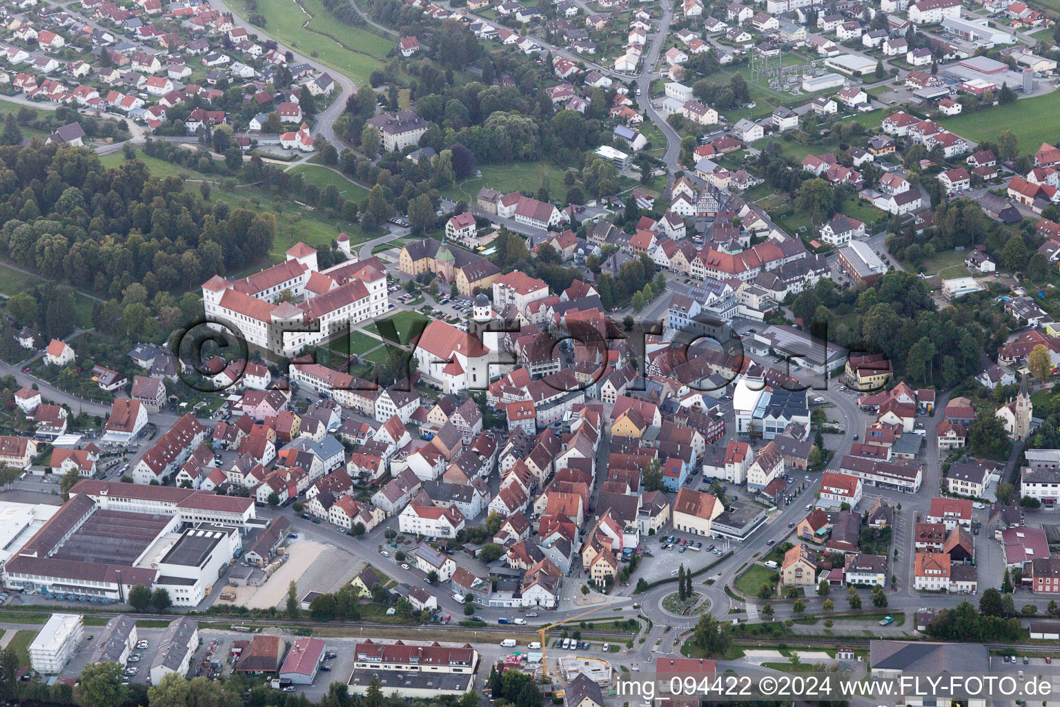 Aerial view of Meßkirch in the state Baden-Wuerttemberg, Germany