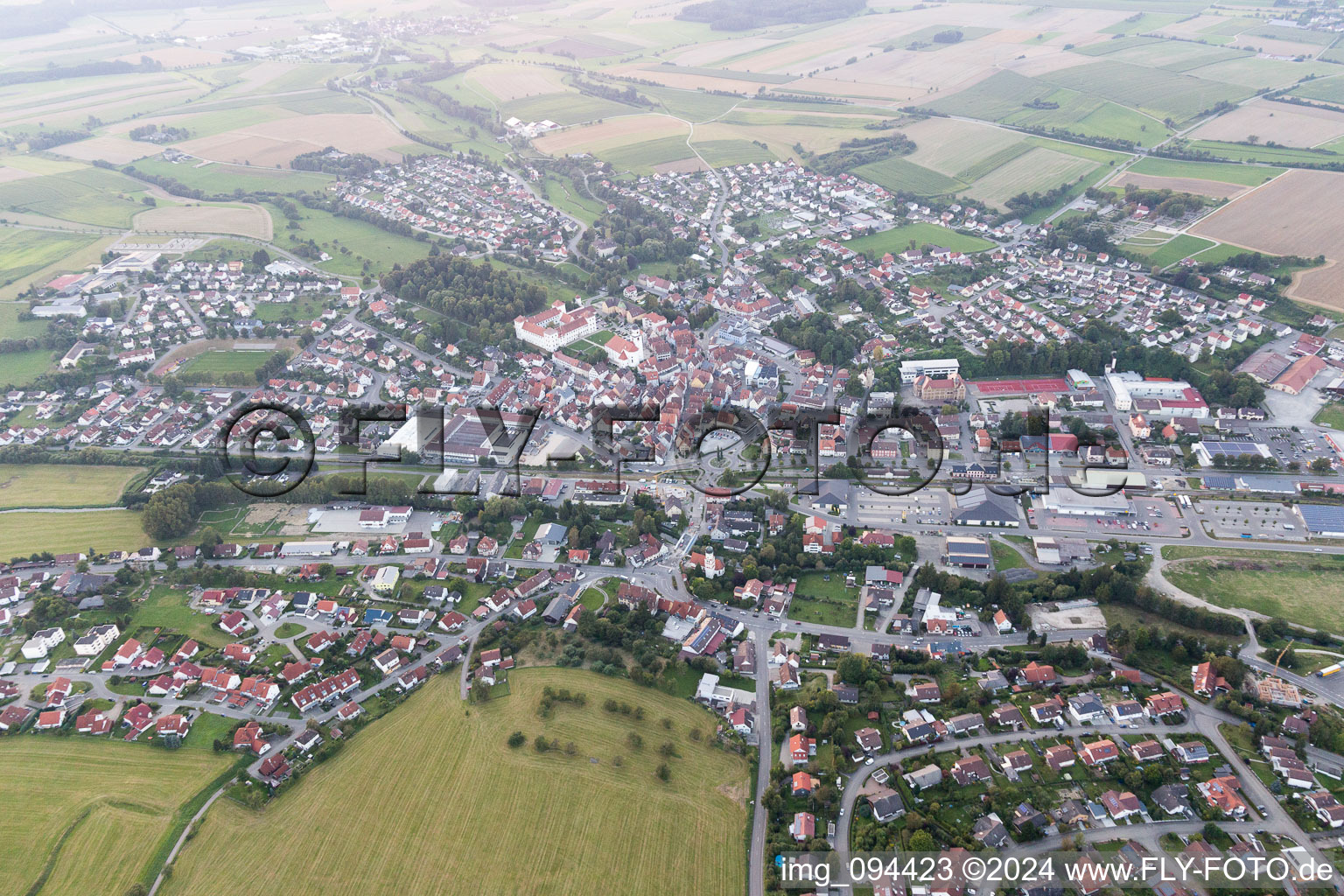 Aerial photograpy of Meßkirch in the state Baden-Wuerttemberg, Germany