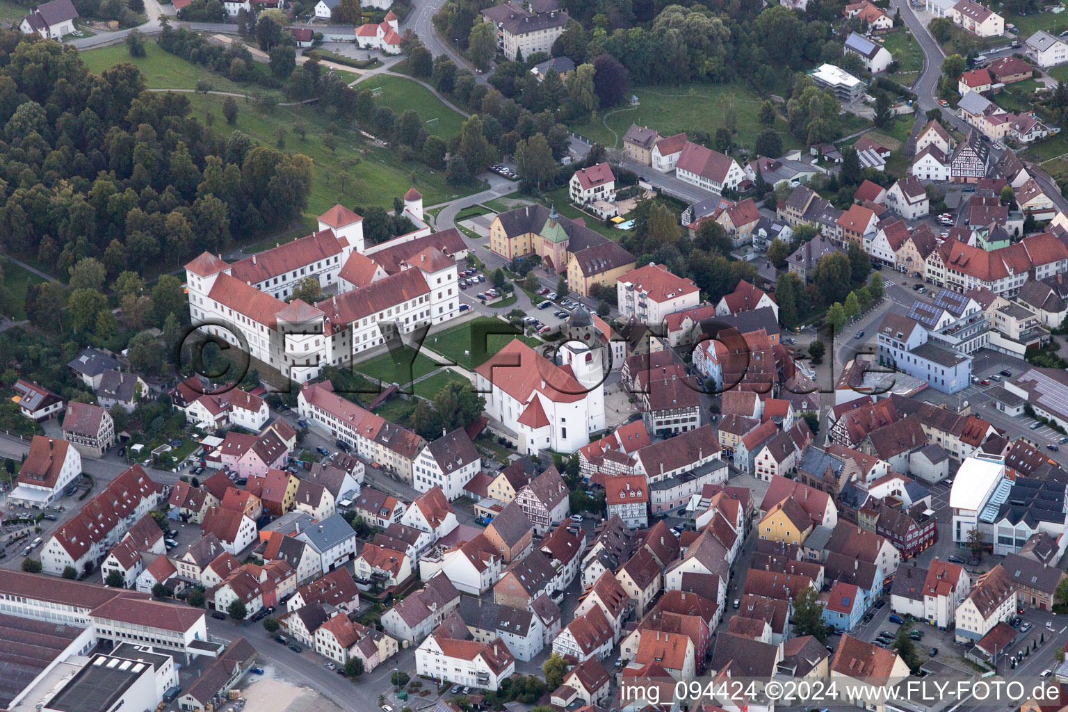 Oblique view of Meßkirch in the state Baden-Wuerttemberg, Germany