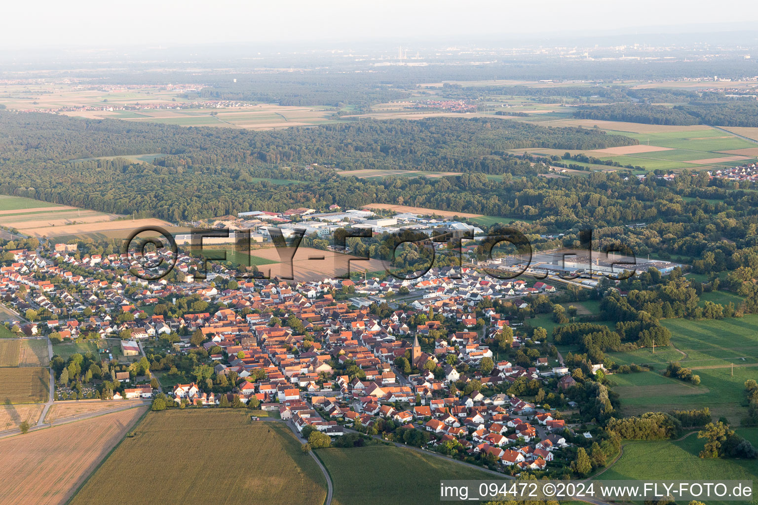 Aerial view of Rohrbach in the state Rhineland-Palatinate, Germany