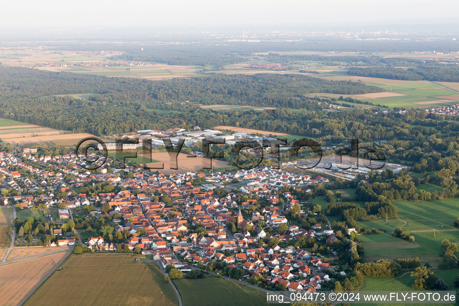 Oblique view of Rohrbach in the state Rhineland-Palatinate, Germany