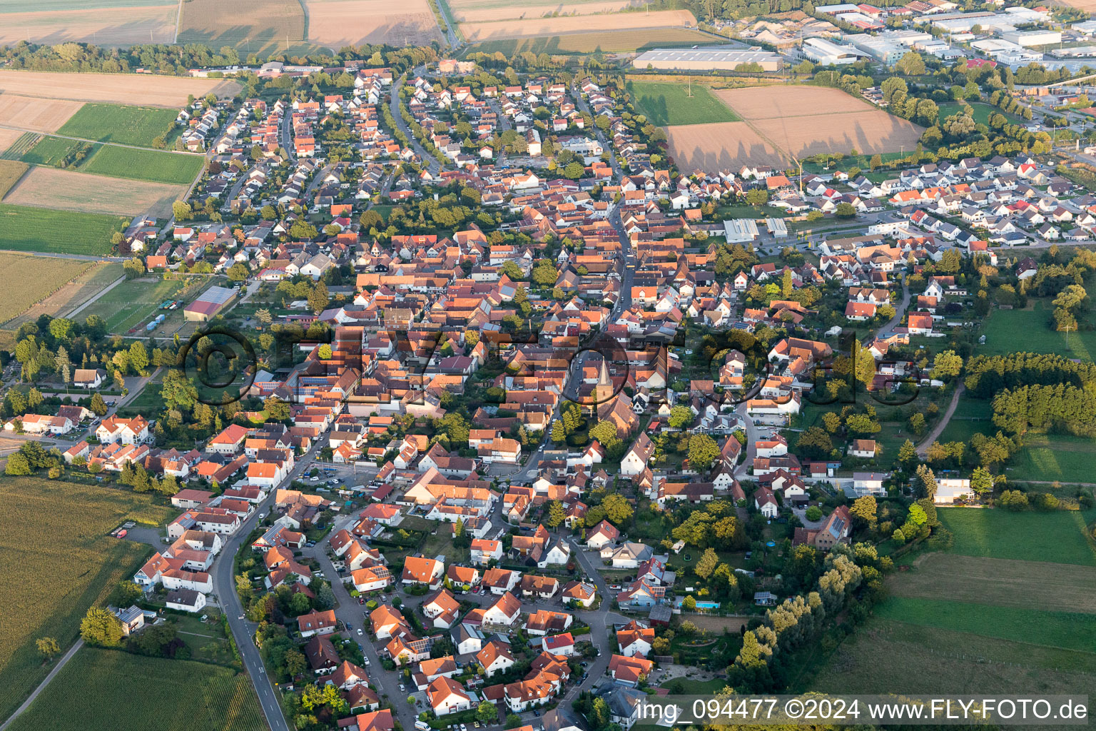 Rohrbach in the state Rhineland-Palatinate, Germany from the plane