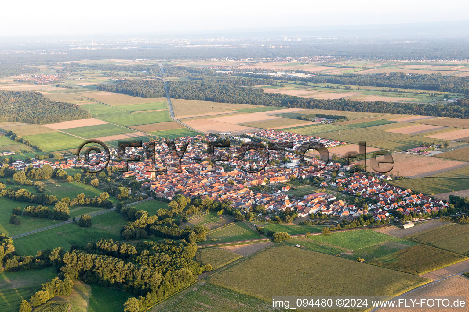 Bird's eye view of From northwest in Steinweiler in the state Rhineland-Palatinate, Germany