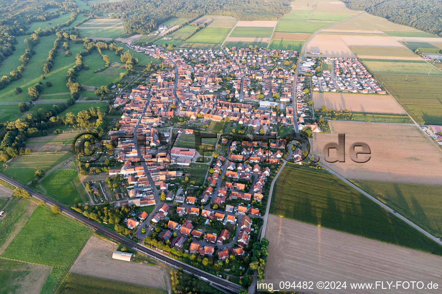 Steinweiler in the state Rhineland-Palatinate, Germany from the plane