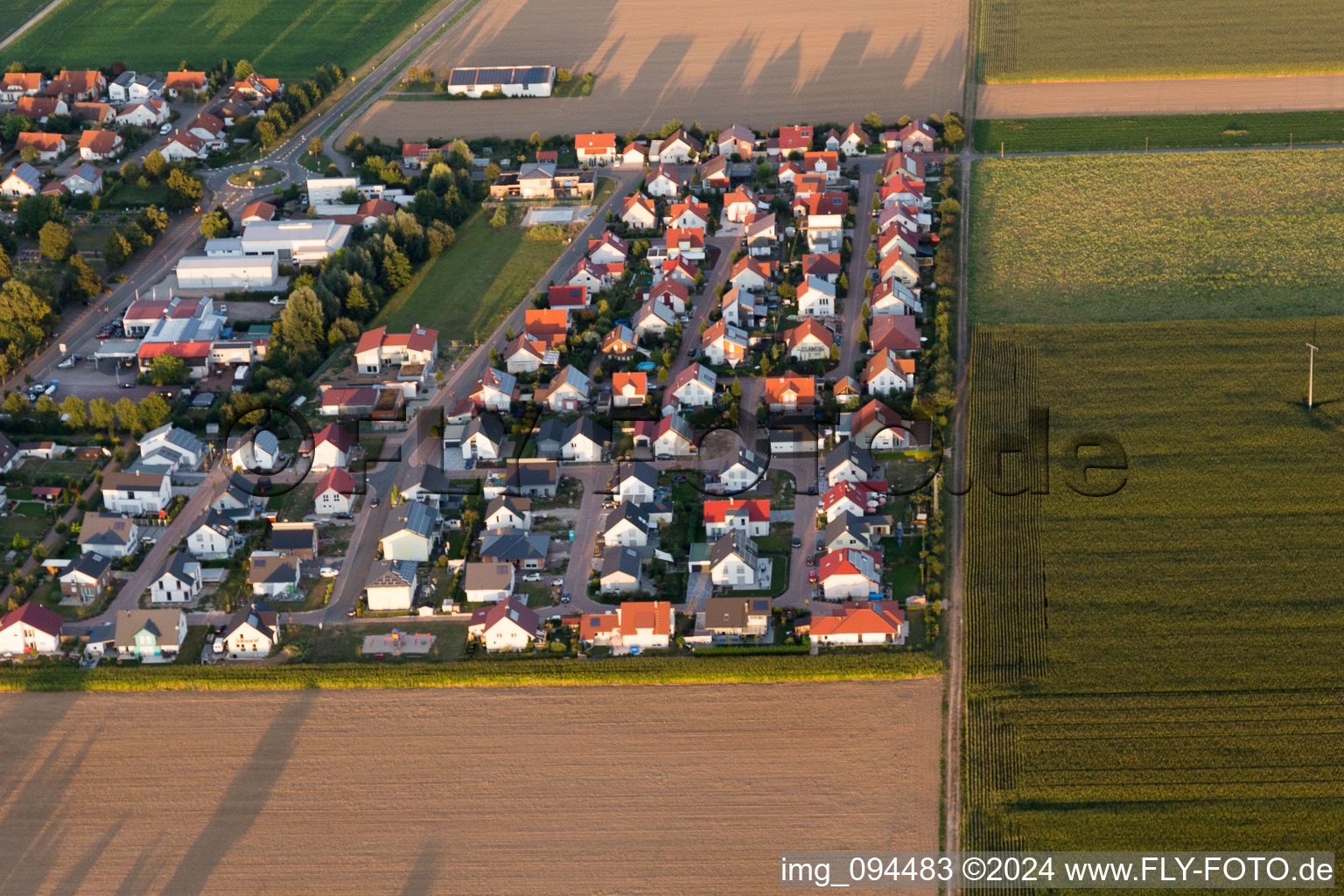 Bird's eye view of Steinweiler in the state Rhineland-Palatinate, Germany