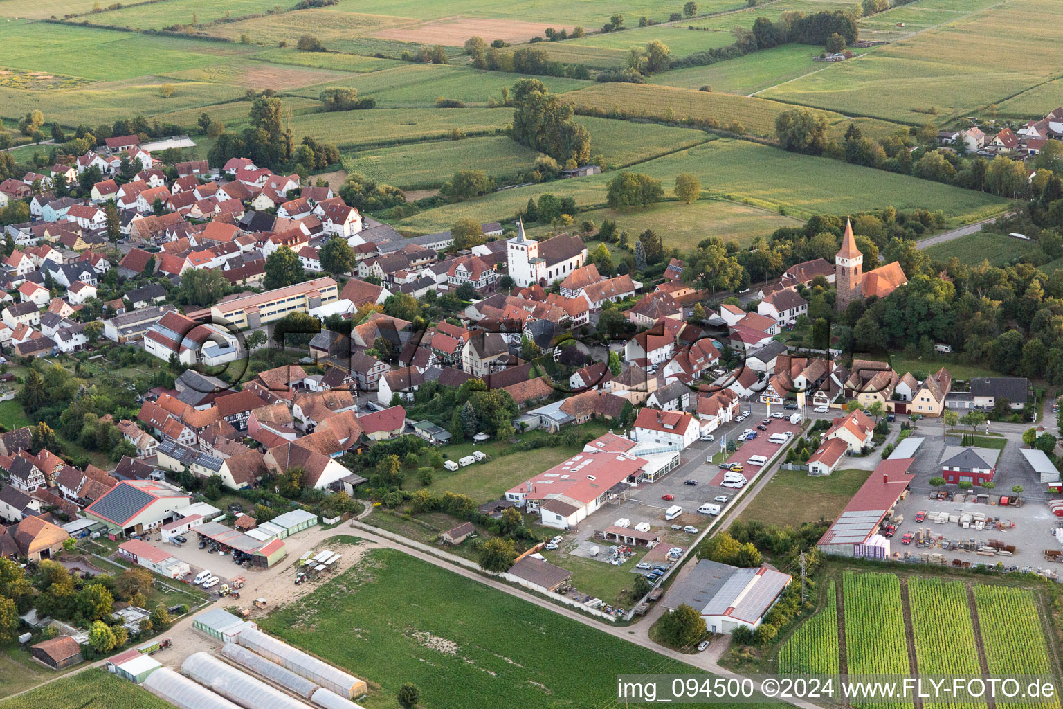 Minfeld in the state Rhineland-Palatinate, Germany from the drone perspective