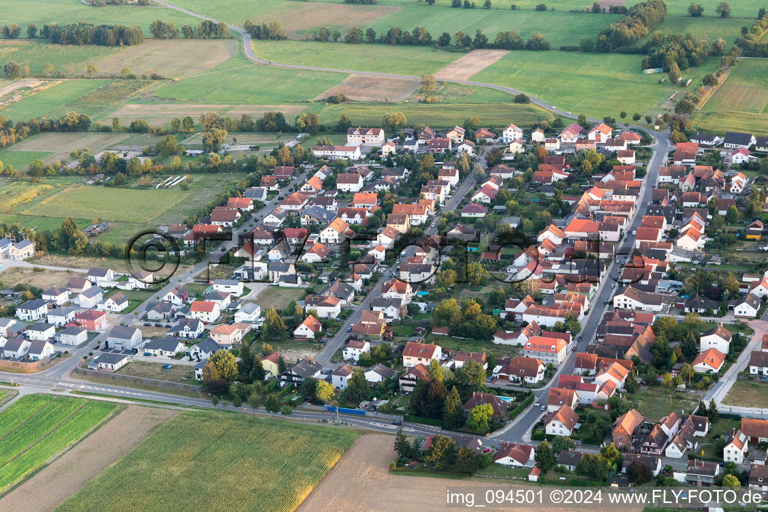 Minfeld in the state Rhineland-Palatinate, Germany from a drone