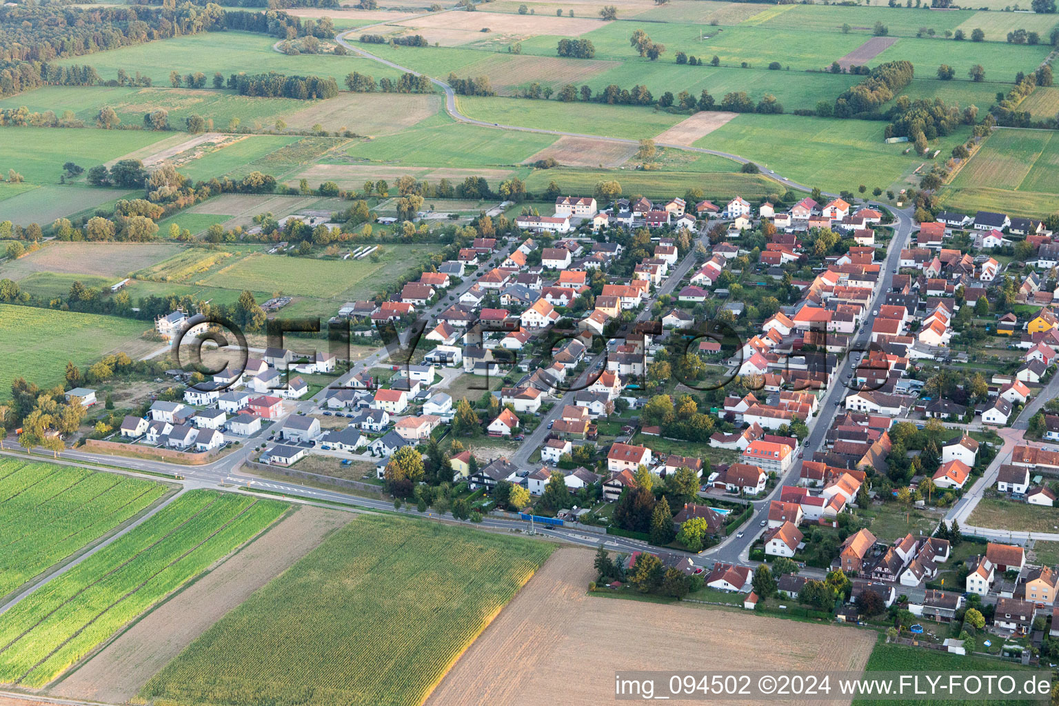 Minfeld in the state Rhineland-Palatinate, Germany seen from a drone