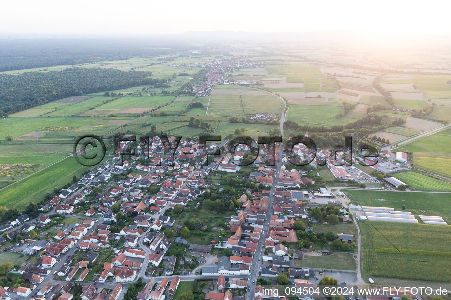 Aerial photograpy of Minfeld in the state Rhineland-Palatinate, Germany