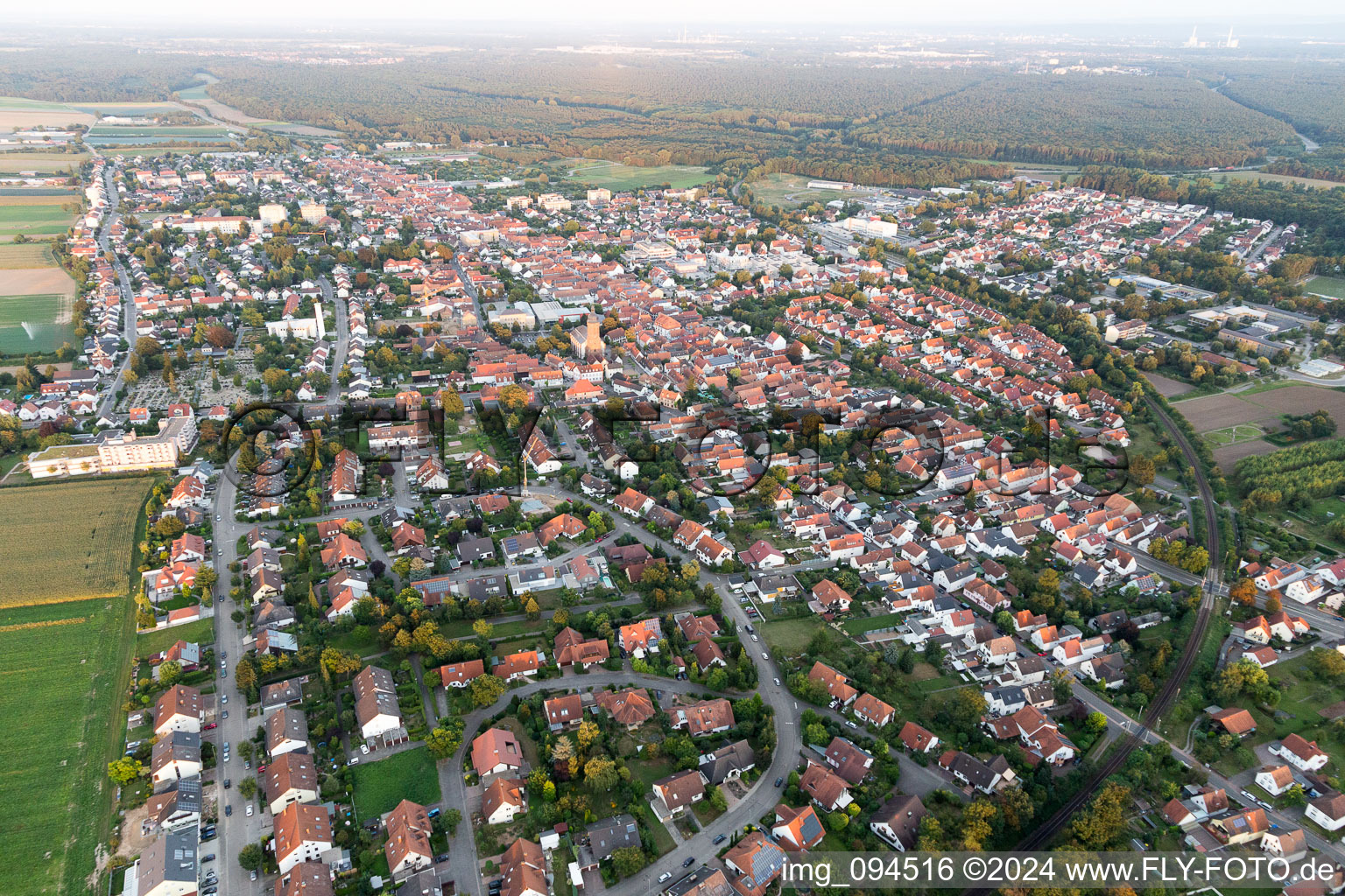 Kandel in the state Rhineland-Palatinate, Germany from the plane