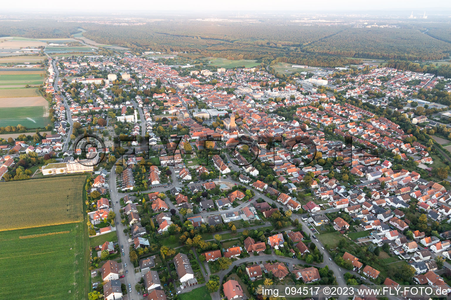 Bird's eye view of Kandel in the state Rhineland-Palatinate, Germany