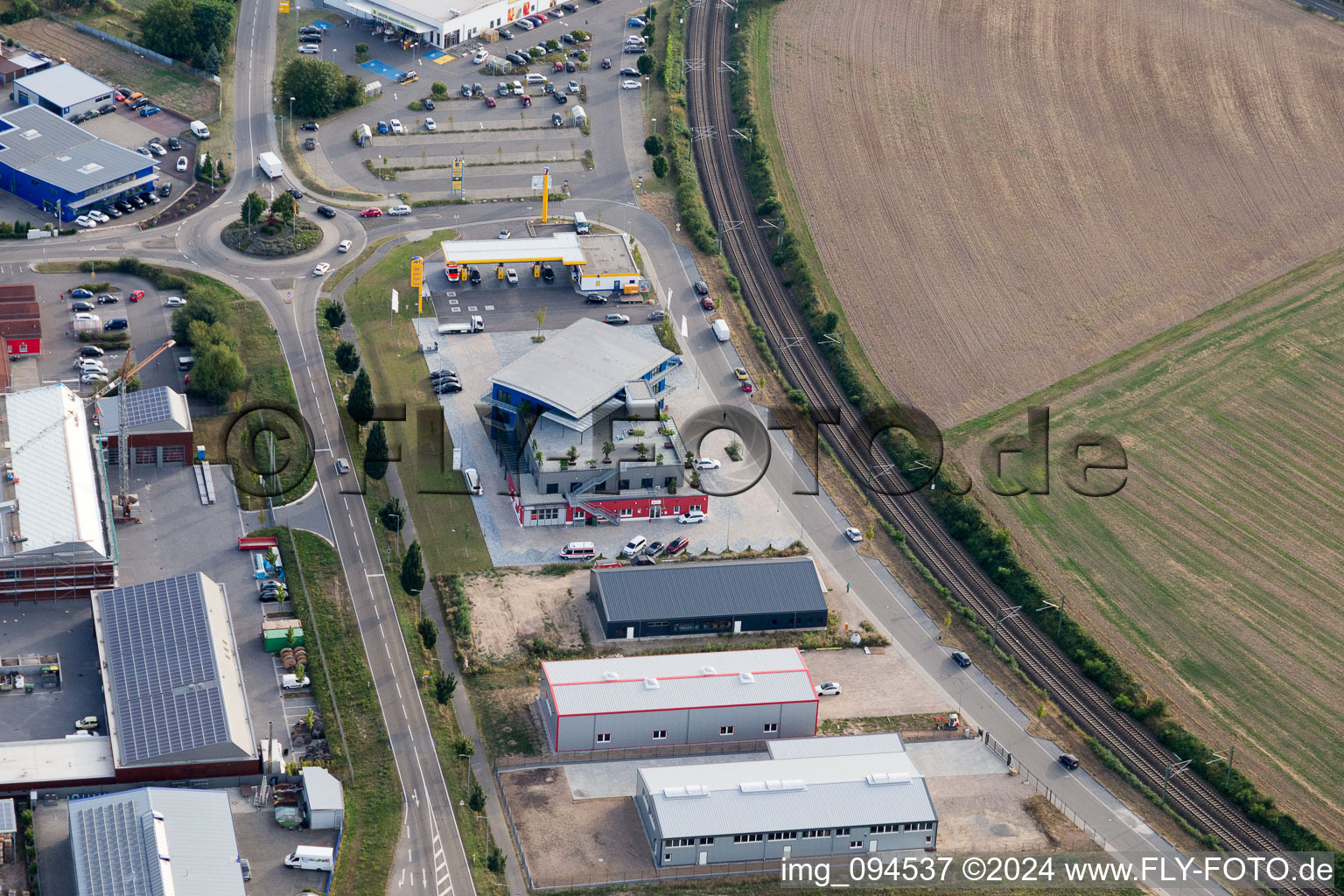 Bird's eye view of Rülzheim in the state Rhineland-Palatinate, Germany