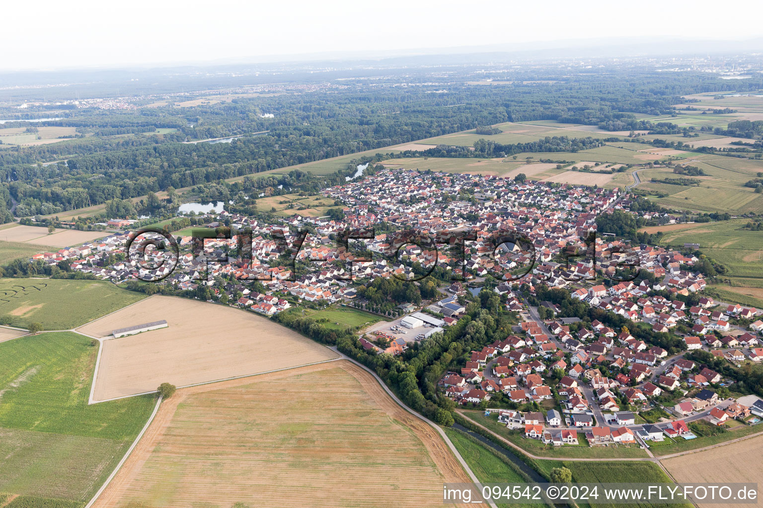 Leimersheim in the state Rhineland-Palatinate, Germany viewn from the air