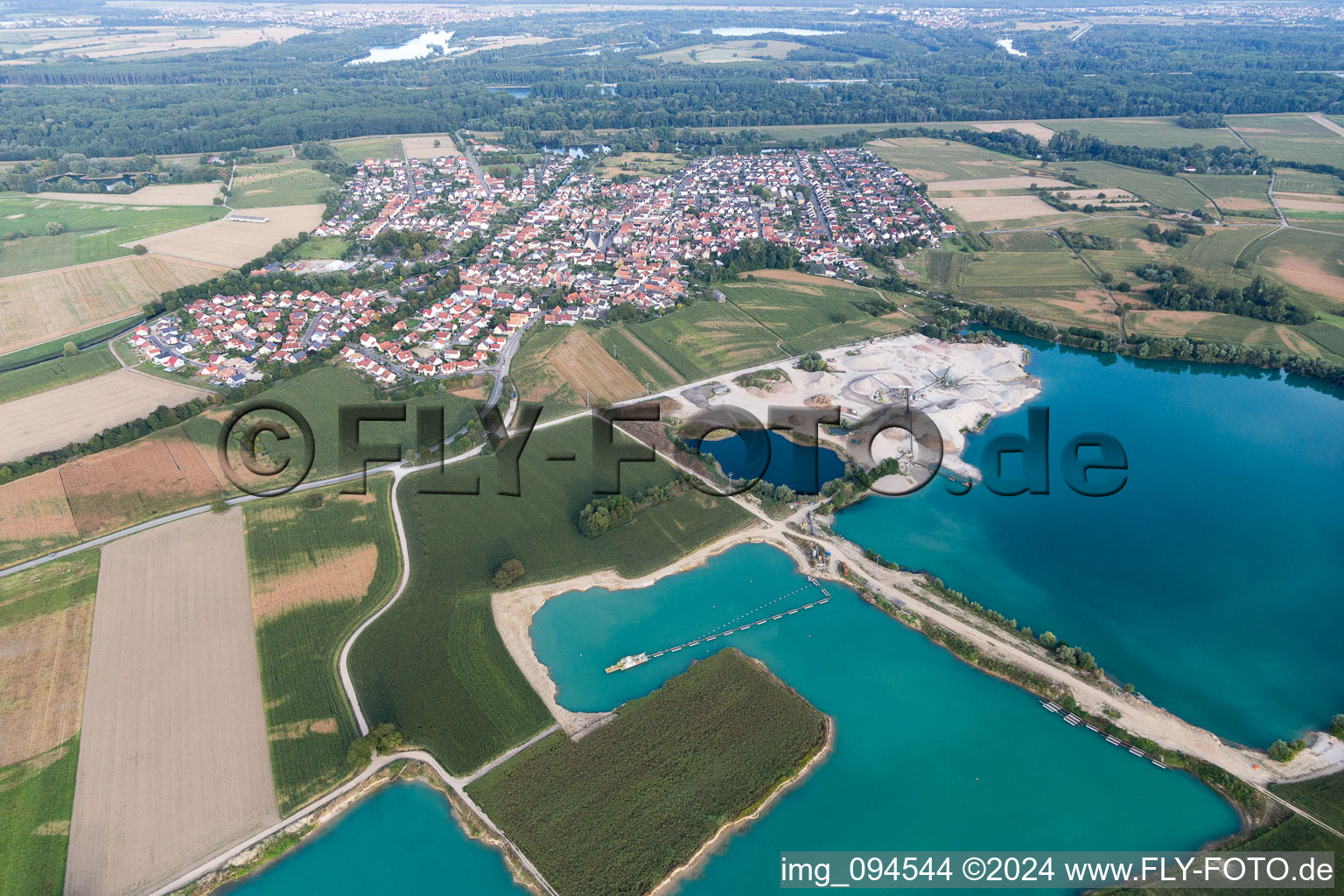 Drone image of Leimersheim in the state Rhineland-Palatinate, Germany