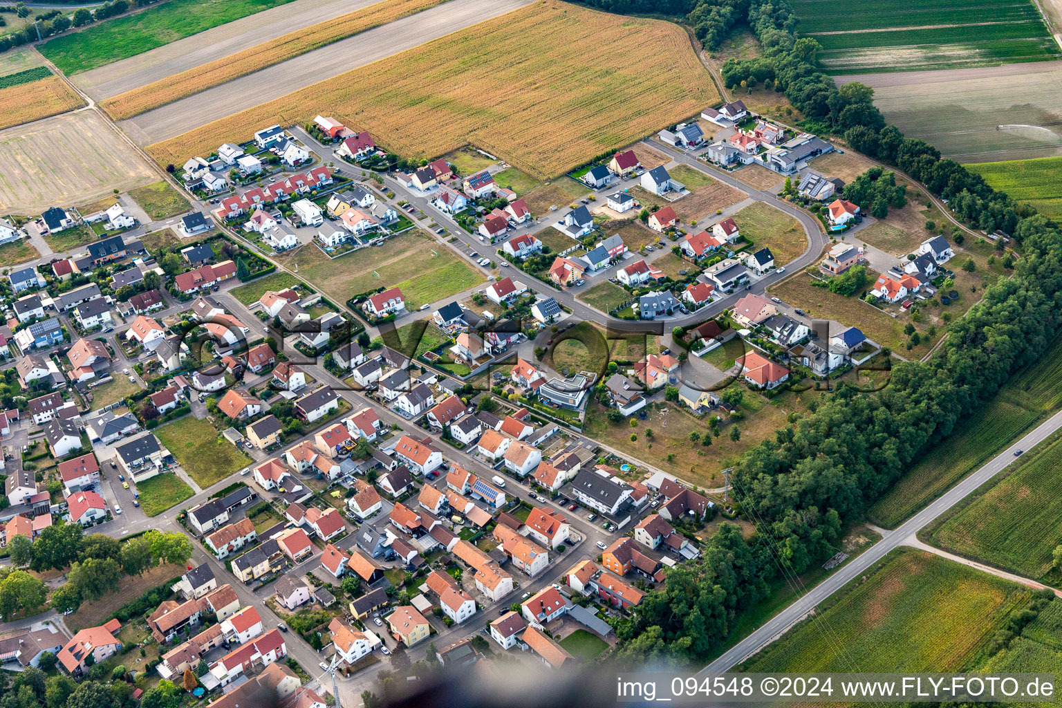 Flower ring in the district Hardtwald in Neupotz in the state Rhineland-Palatinate, Germany from above