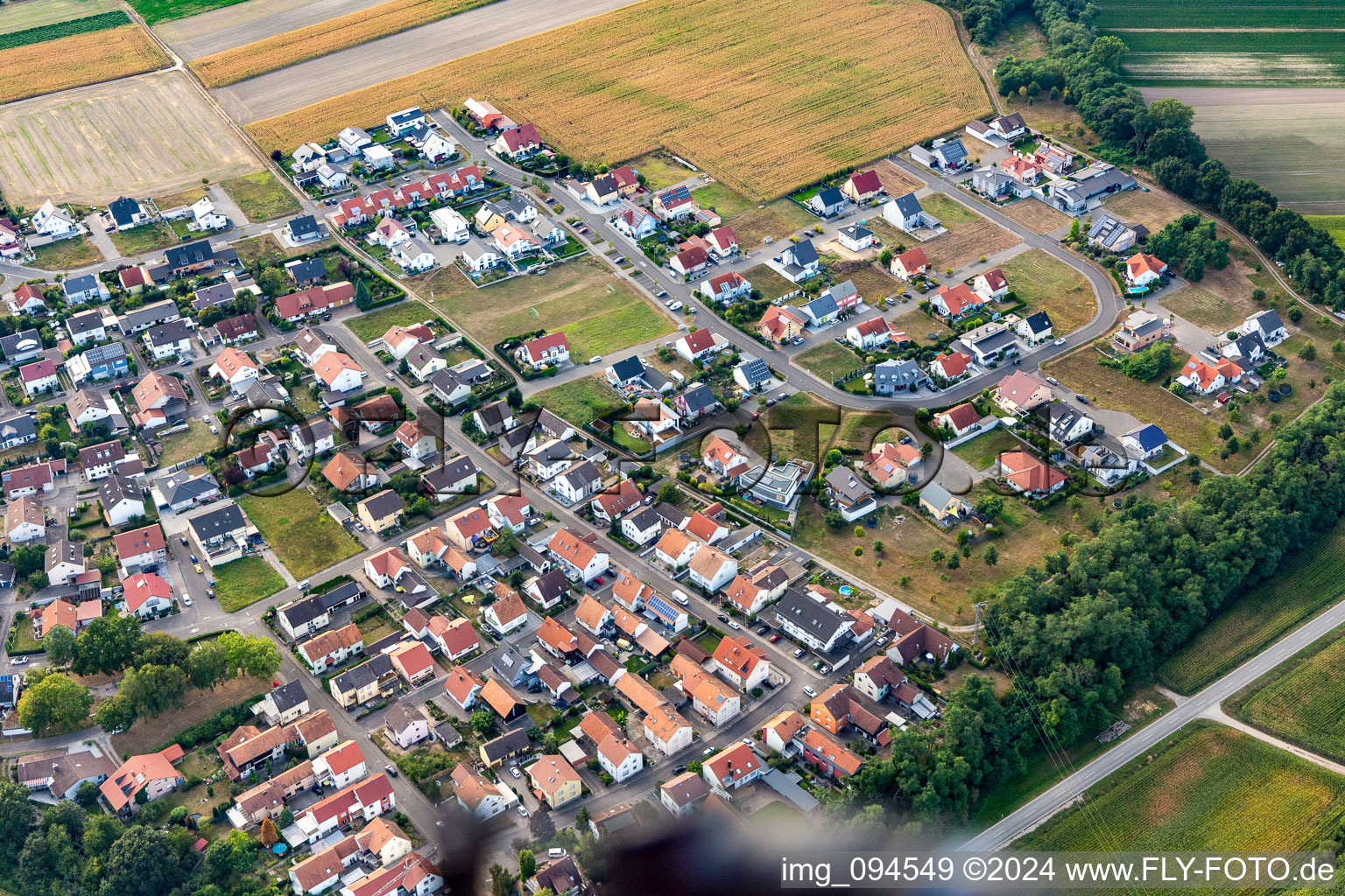 Flower ring in the district Hardtwald in Neupotz in the state Rhineland-Palatinate, Germany out of the air