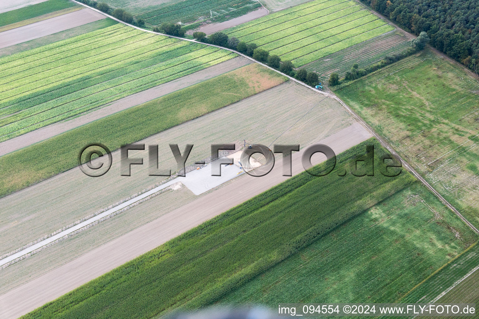 WConstruction site in Hatzenbühl in the state Rhineland-Palatinate, Germany from above