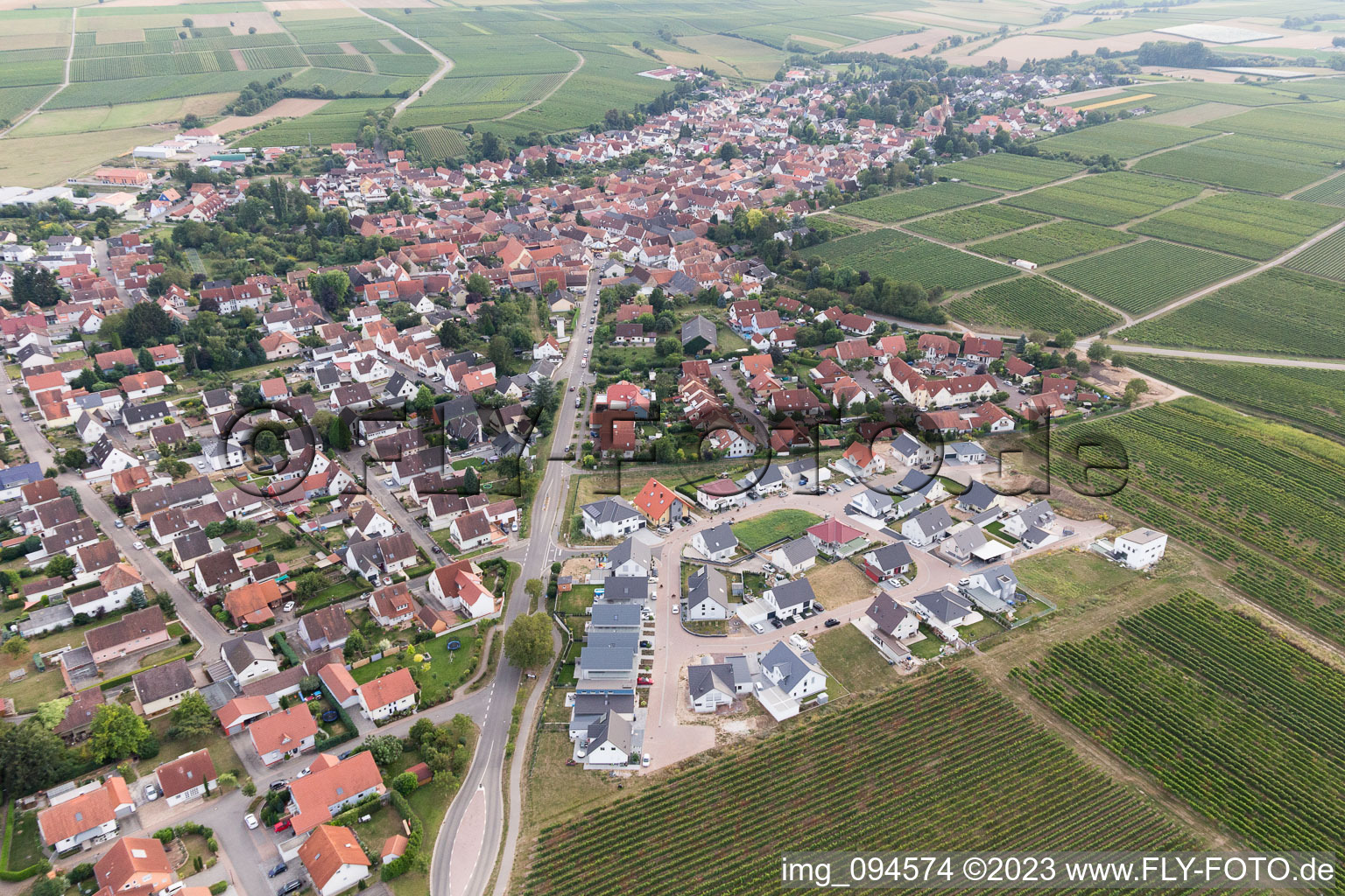 Aerial view of Insheim in the state Rhineland-Palatinate, Germany