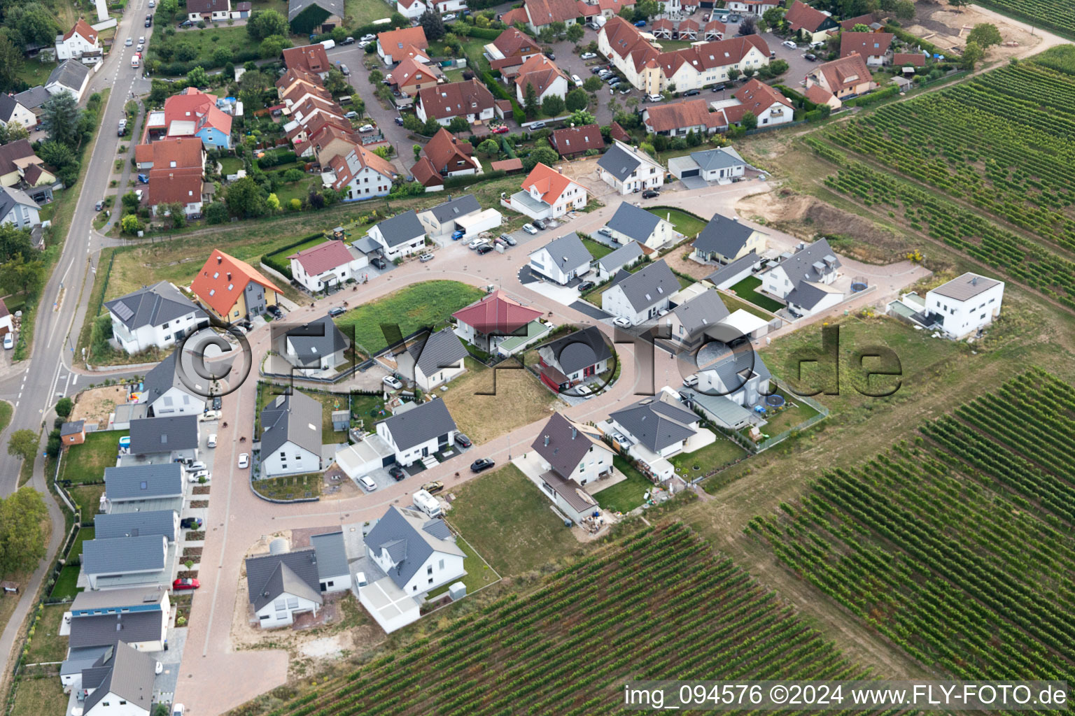 Oblique view of Insheim in the state Rhineland-Palatinate, Germany