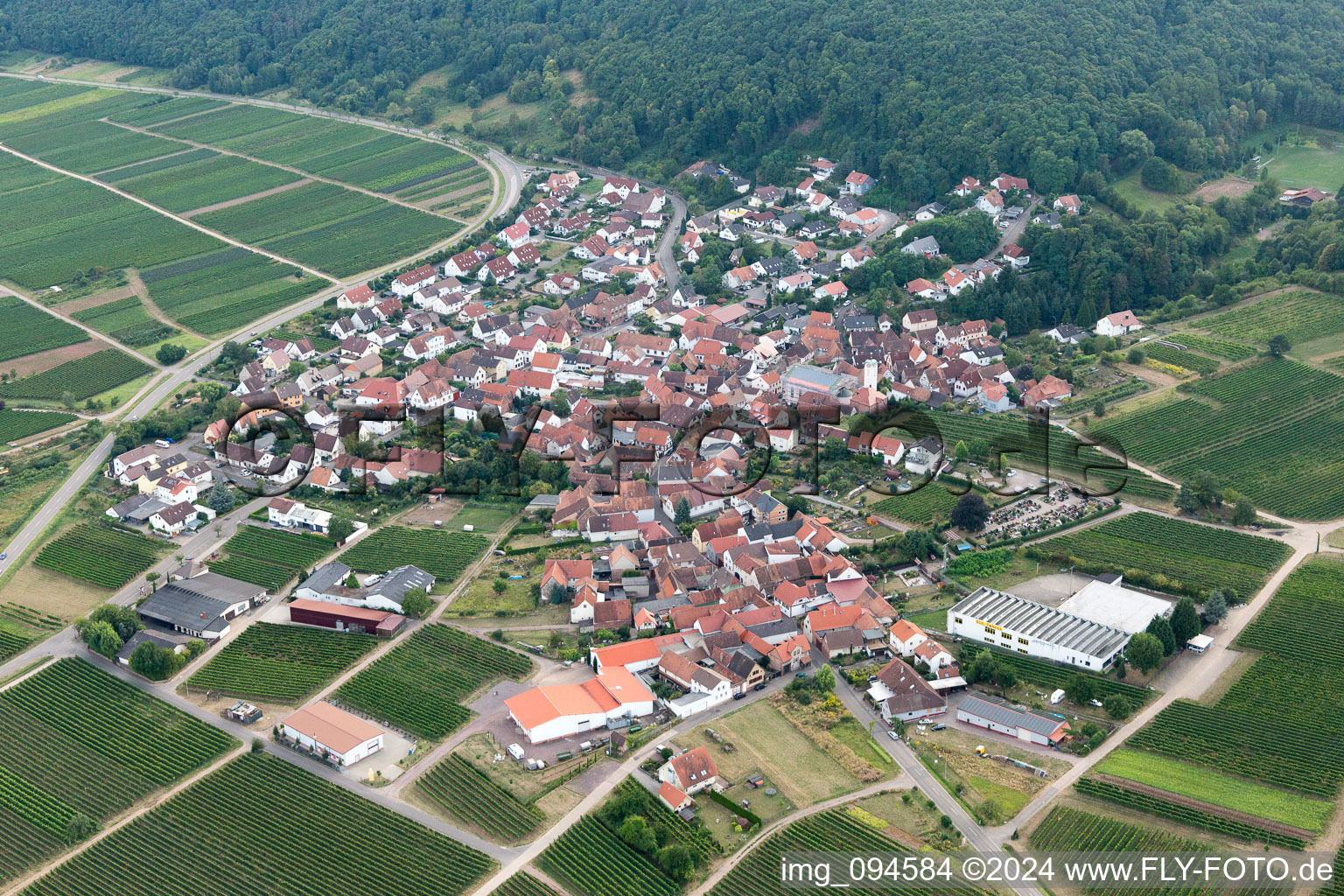 Drone recording of Eschbach in the state Rhineland-Palatinate, Germany