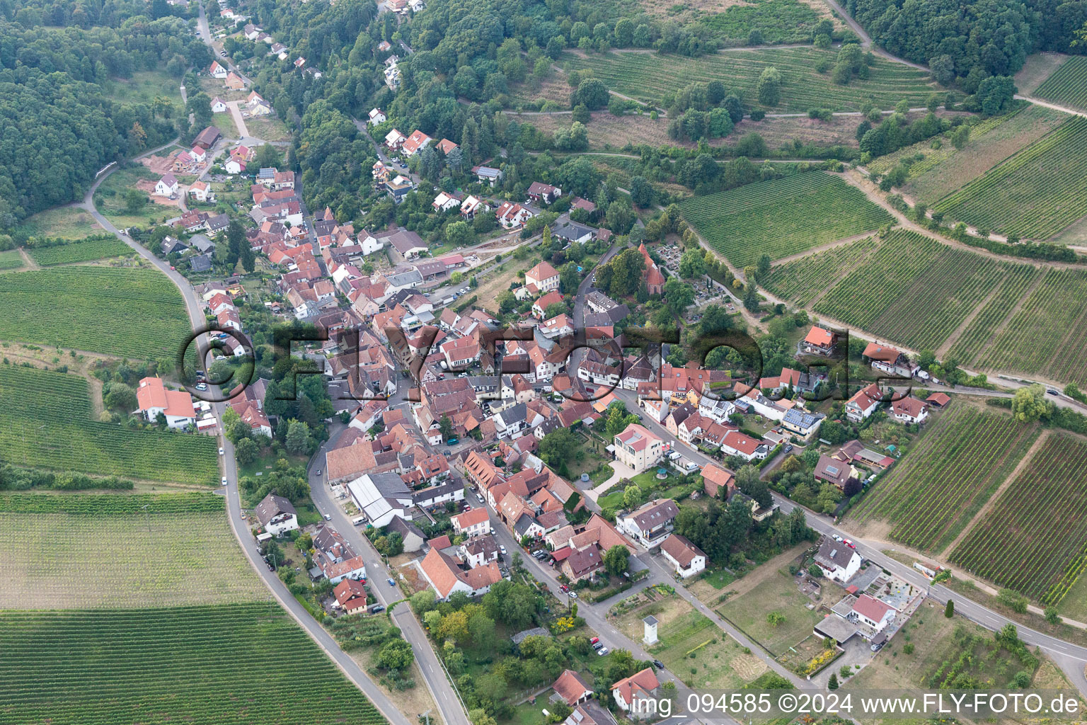 Leinsweiler in the state Rhineland-Palatinate, Germany viewn from the air