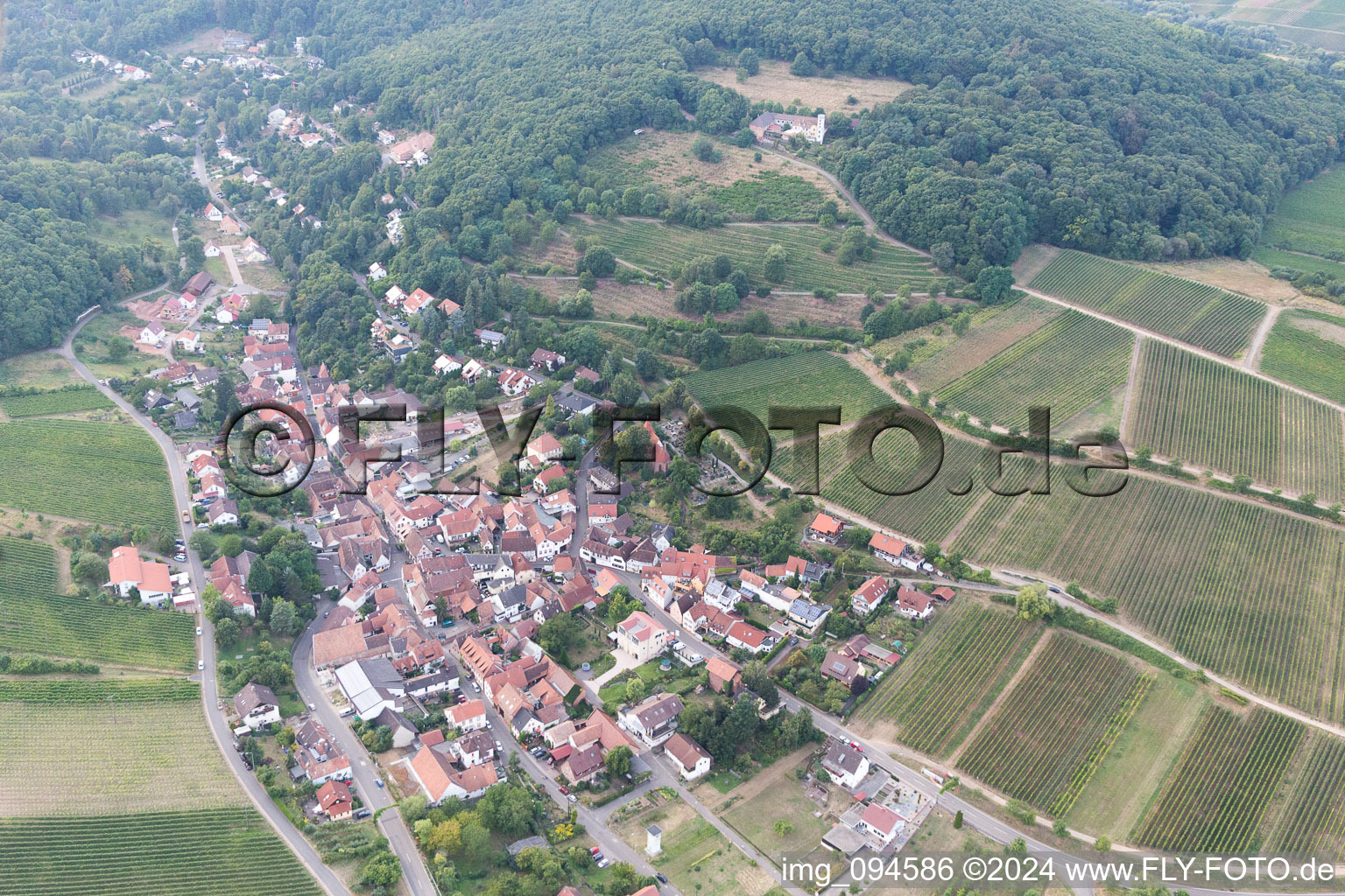 Drone recording of Leinsweiler in the state Rhineland-Palatinate, Germany