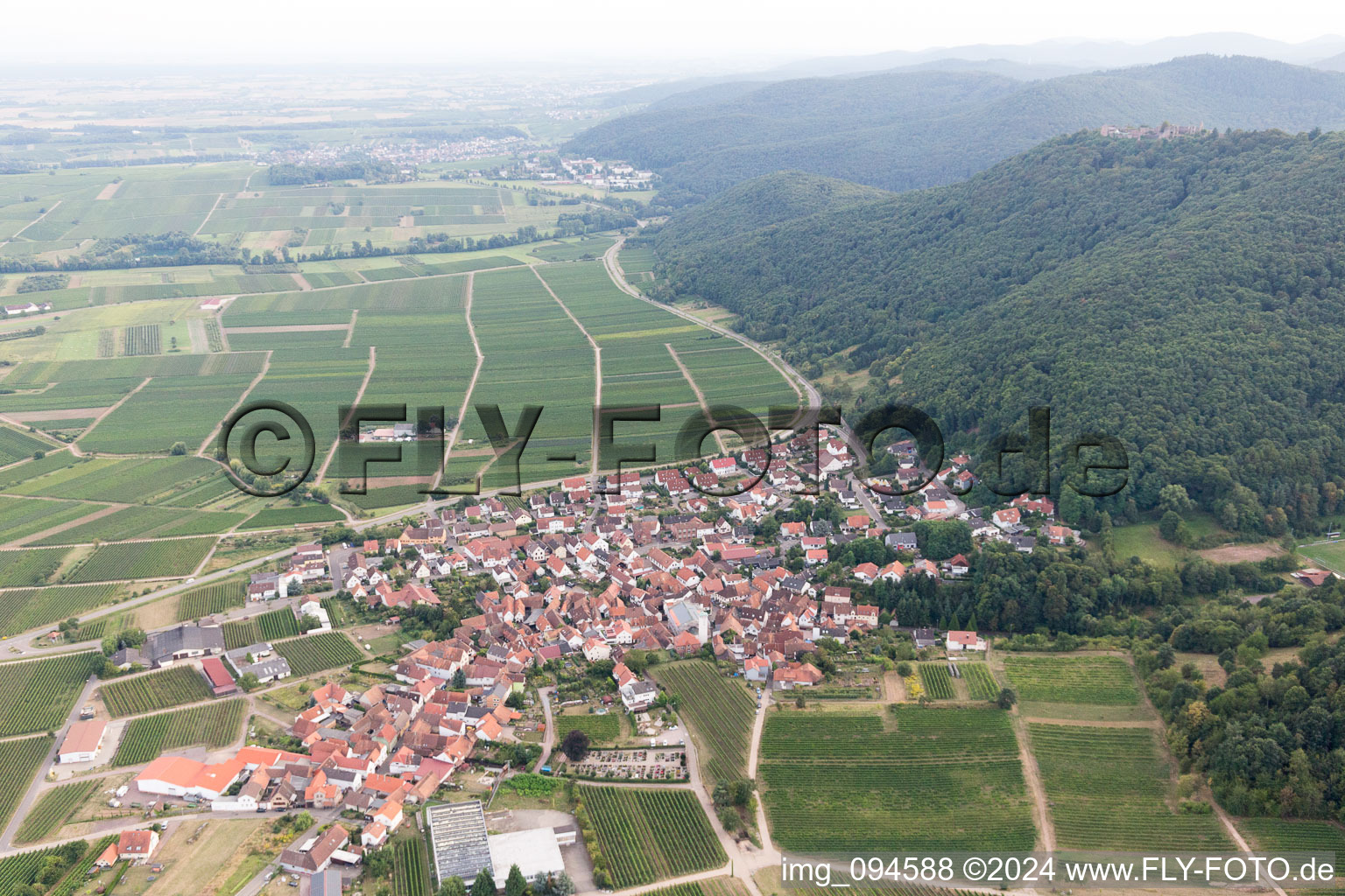 Leinsweiler in the state Rhineland-Palatinate, Germany from the drone perspective